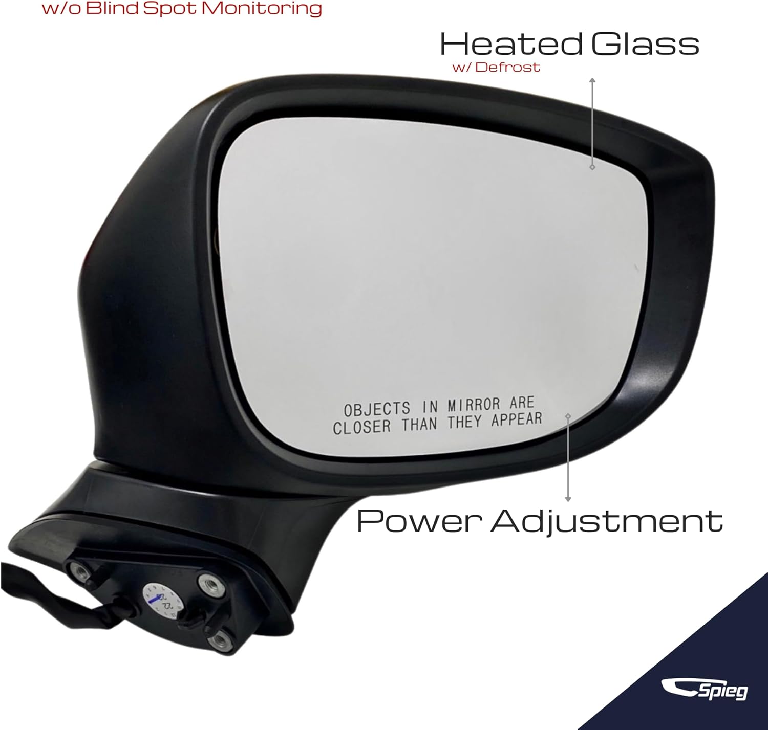Spieg Reemplazo del espejo lateral del pasajero para Mazda CX-5 2017-2019 señal de giro LED con calefacción eléctrica PTM 6PIN (derecha)