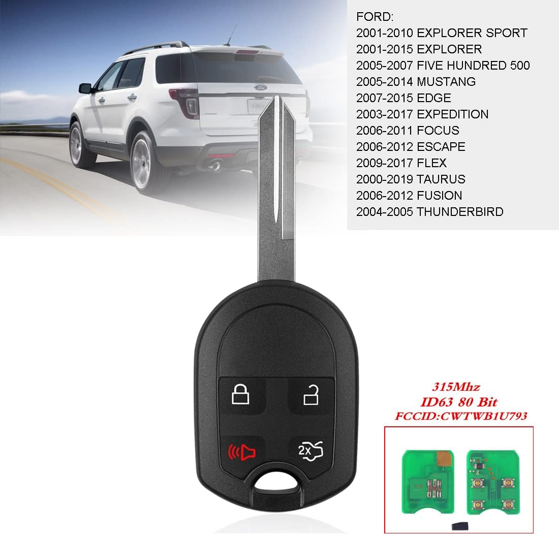 Repuesto de mando a distancia para Ford Explorer 01-2015 Mustang 05-2014 Expedition 03-2017 Edge 07-2015 Focus 06-2012y Lincoln Mercury Sable Mazda