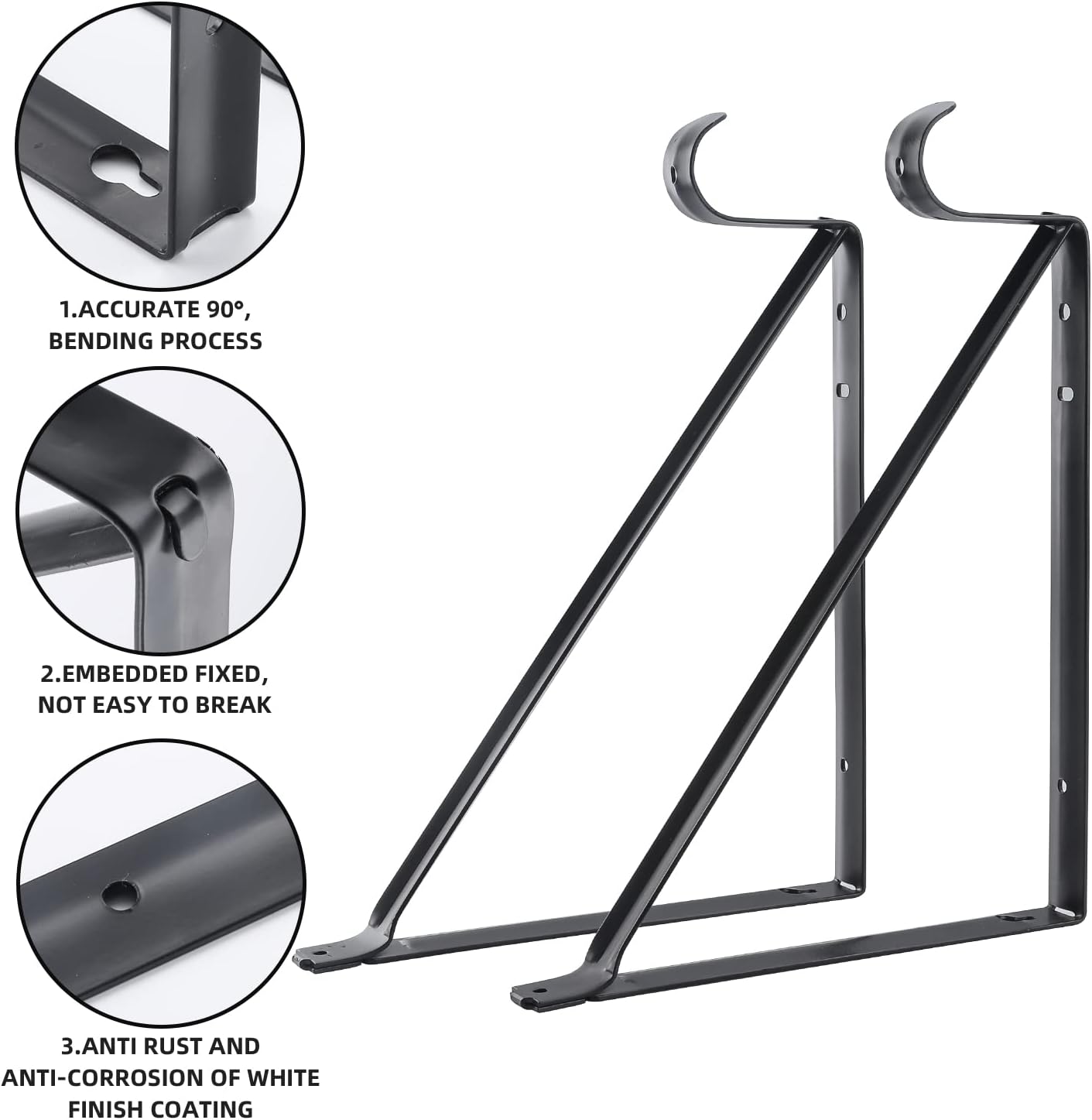 HOME MASTER HARDWARE Estante de armario resistente y soportes de barra, soporte de estantes de armario montados en la pared con soporte de