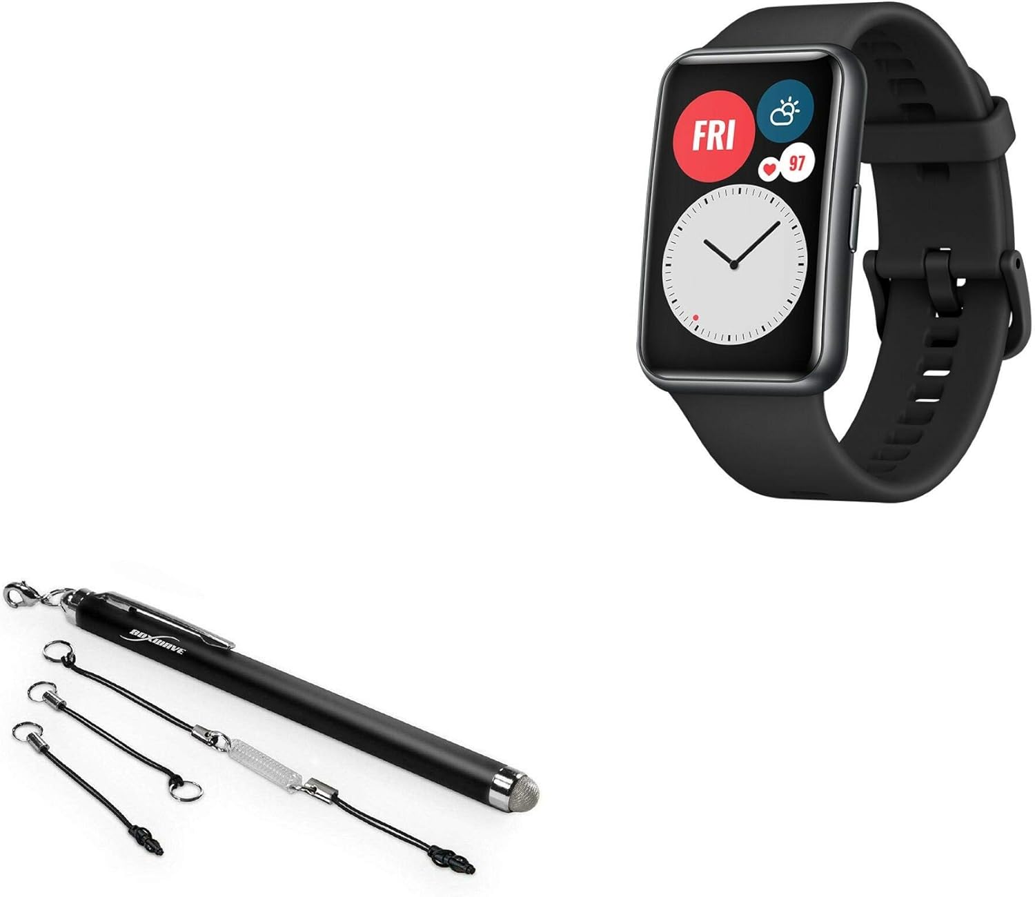 BoxWave Stylus Pen Compatible with Huawei Watch Fit – EverTouch Capacitive Stylus, Fiber Tip Capacitive Stylus Pen for Huawei Watch Fit – Jet Black