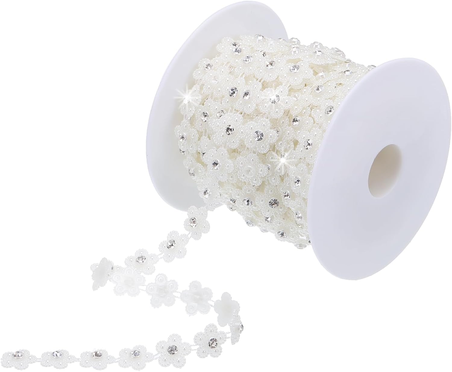 MECCANIXITY Cadena de perlas y diamantes de imitación de 10 yardas para decoración de vestidos, decoraciones creativas de bricolaje