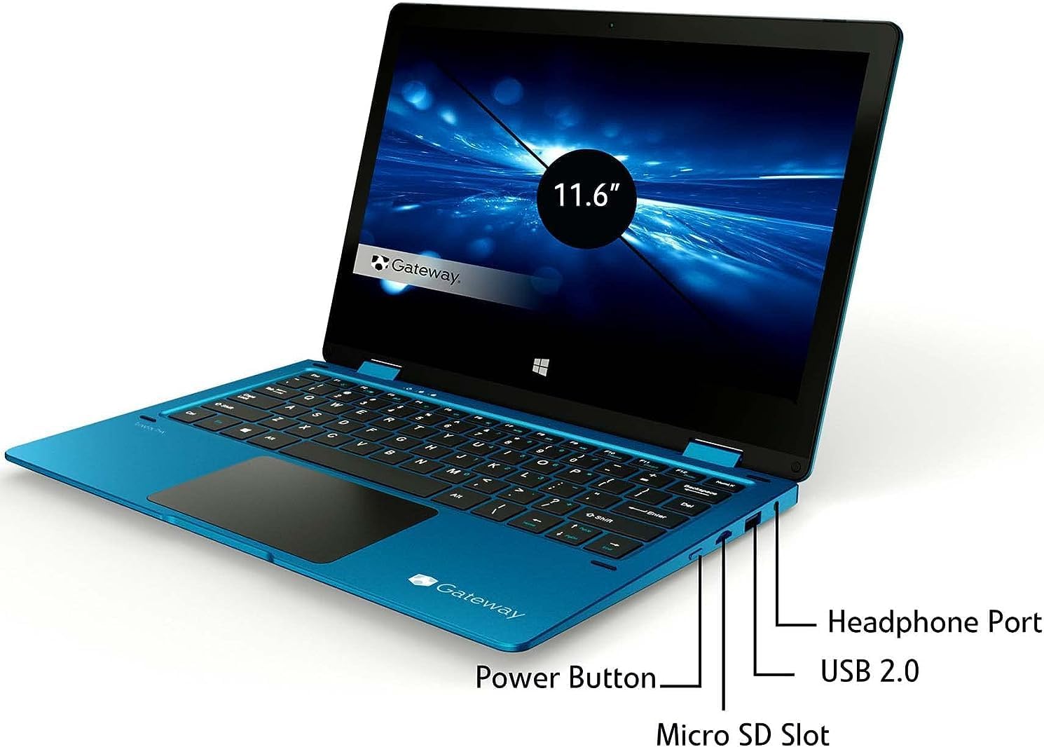 Gateway 2 en 1 Ultra Thin Student Laptop con pantalla táctil HD de 11.6 pulgadas, Intel Celeron N4020, 4 GB de RAM 192 GB de almacenamiento (64 GB