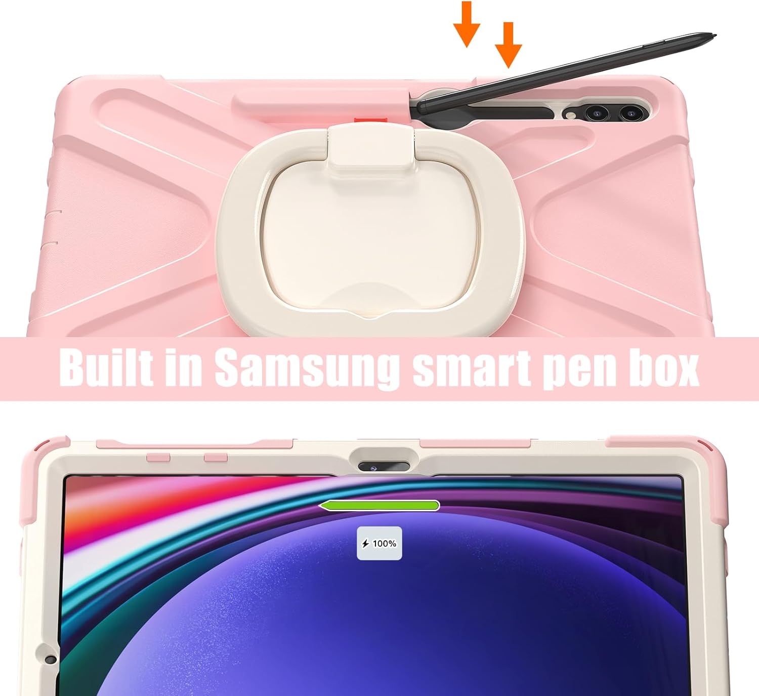 Funda de silicona resistente para Samsung Galaxy Tab S9+ de 12.4 pulgadas 2023S8+ S7+S7 Fe, con correa para el hombro, soporte para bolígrafo S,