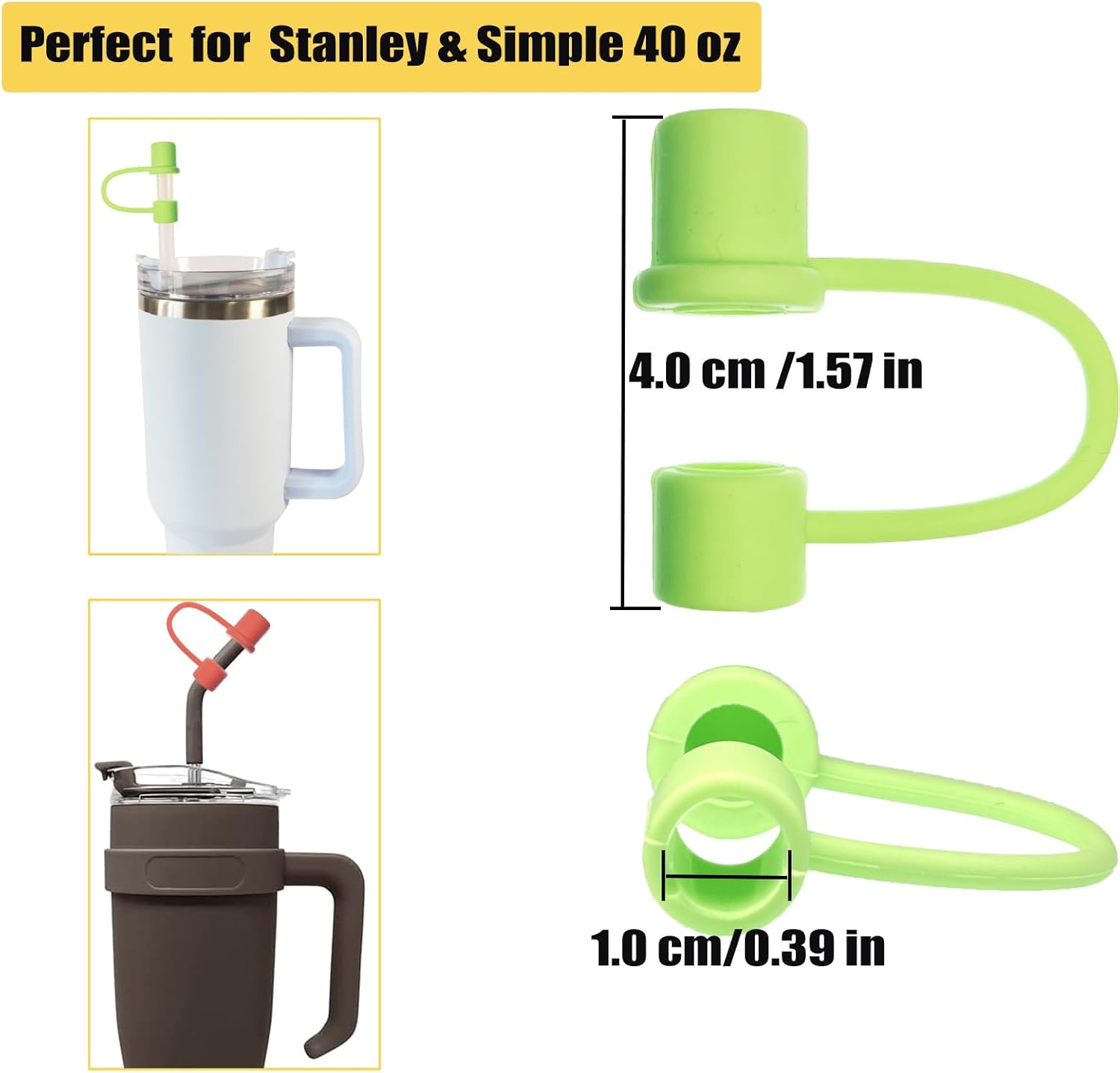 Stanley Fundas de pajilla, 12 fundas de popote para vaso Stanley Cup Simple de 40 onzas Hydrapeak de 40 onzas, funda de popote de silicona suave