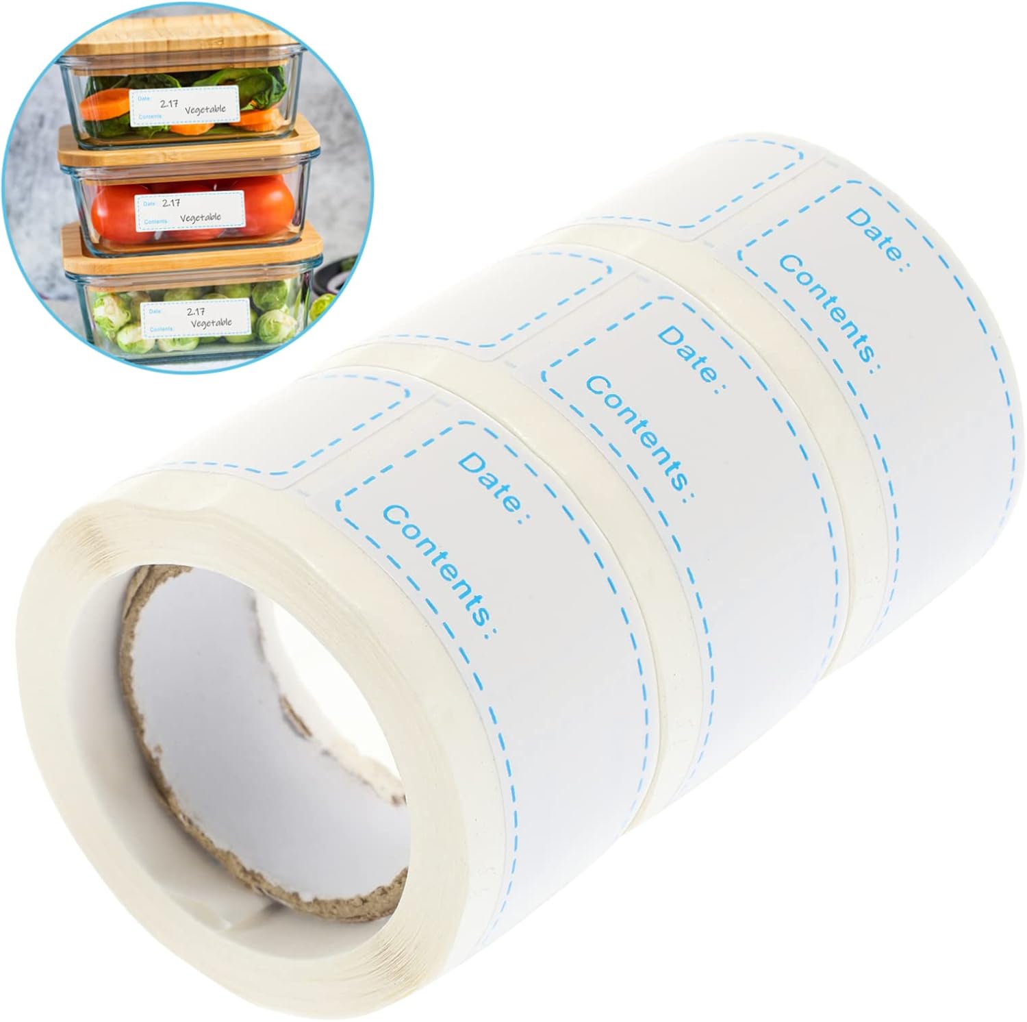 Abaodam 12 Rolls Self-Adhesive Label Dissolvable Food Labels Pantry Labels for Containers Food Date Sticker Freezer Paper Food Preparation Days