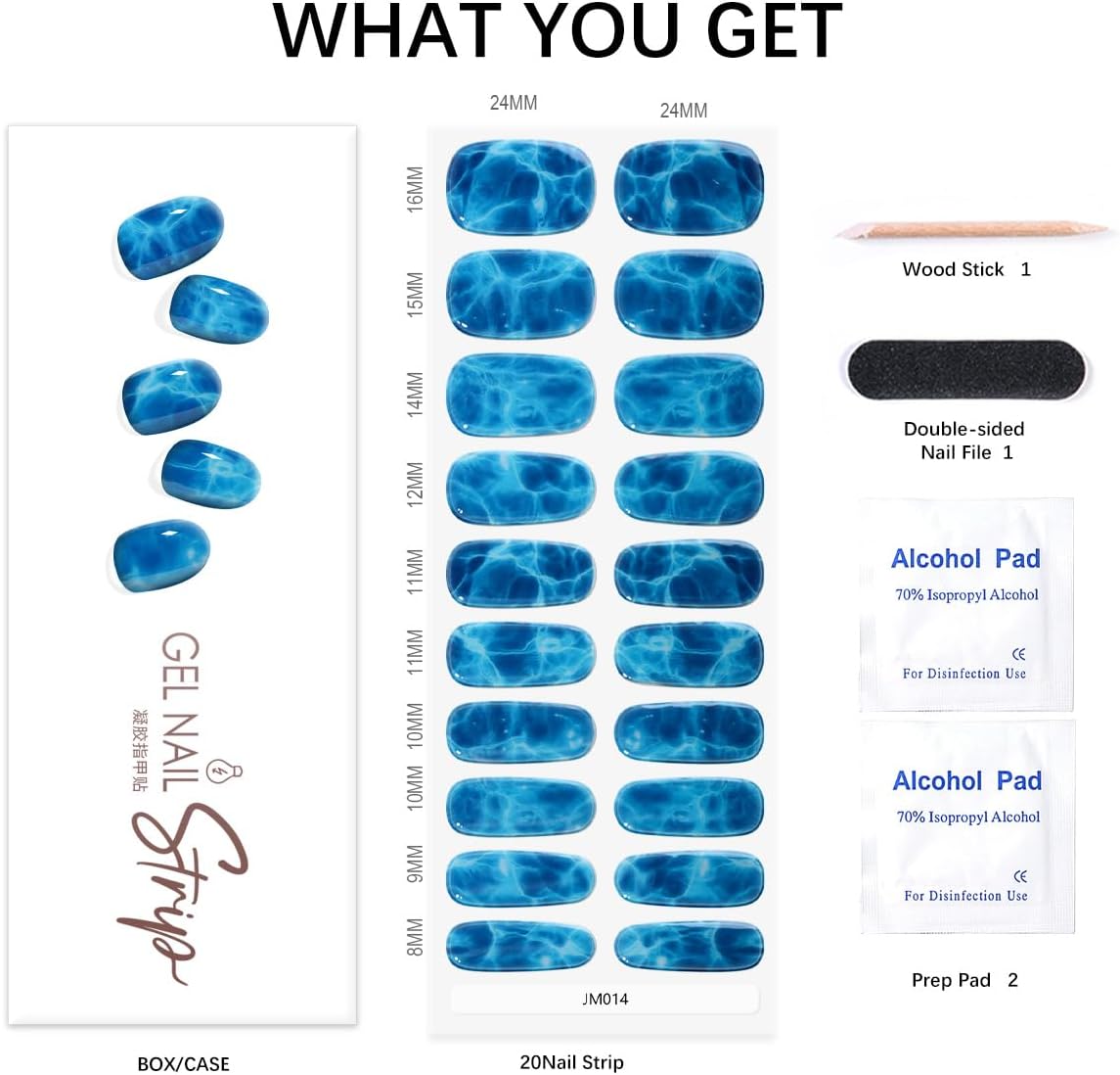 Tiras de uñas de gel semicuradas, 20 unidades, calcomanías de uñas de gel de calidad de salón, tiras de gel semicuradas de larga duración,