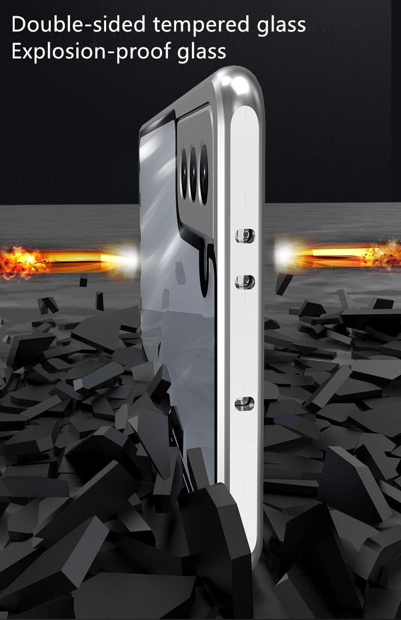 Funda antiespía para Galaxy S22 Ultra con bloqueo de aluminio parachoques protector de pantalla de privacidad de absorción magnética de vidrio