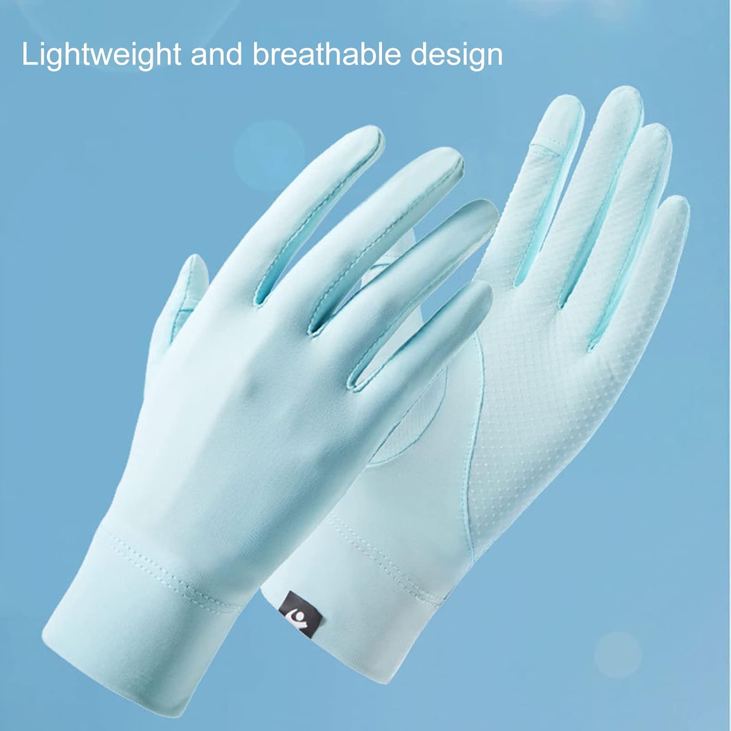 1 par de guantes de verano antideslizantes de silicona con apertura en la punta de los dedos, con logotipo impreso Suncreen Ice Silk Guantes finos