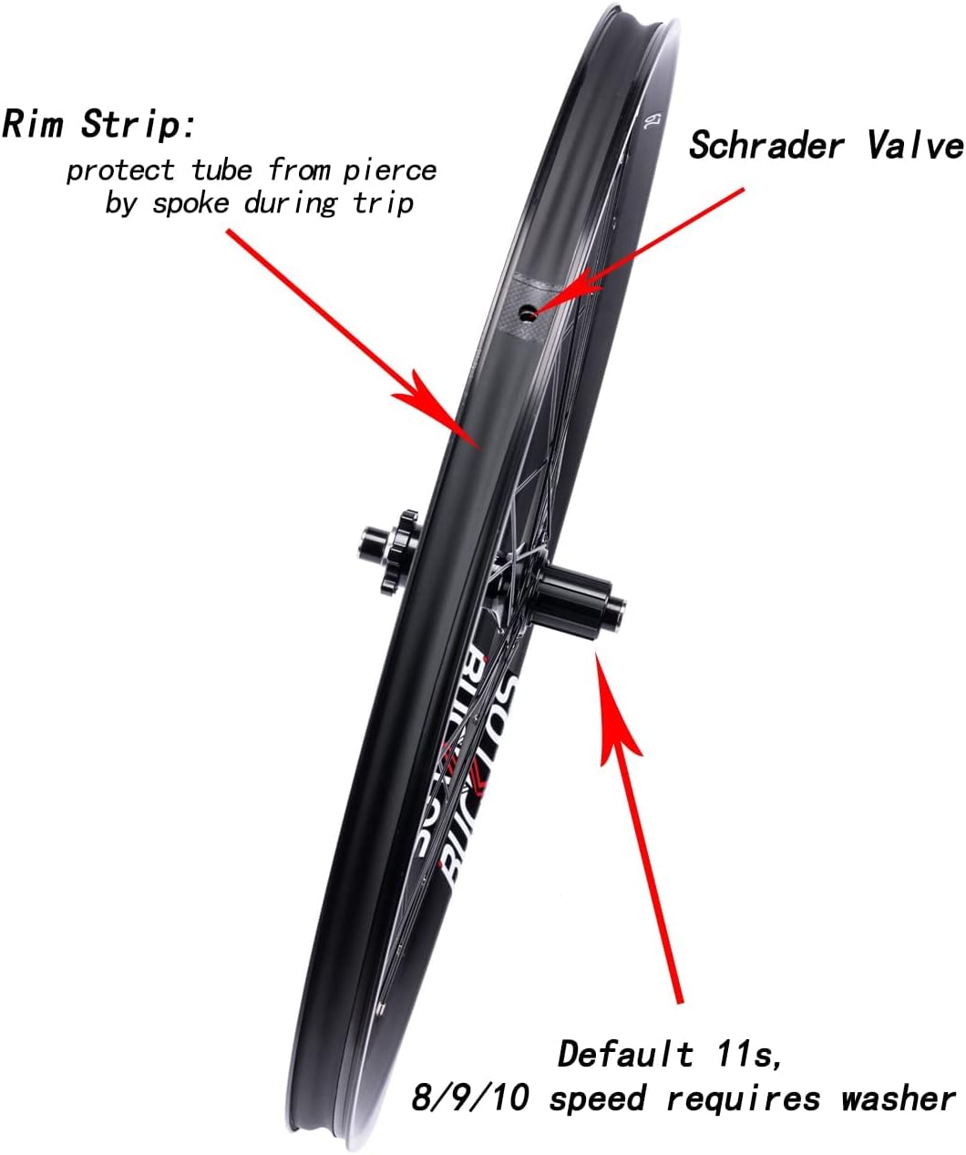 BUCKLOS Juego de ruedas para bicicleta de montaña de 27.529 pulgadas, delantero de 0.591 x 3.937in, trasero de 0.472 x 5.591in, rueda MTB, doble