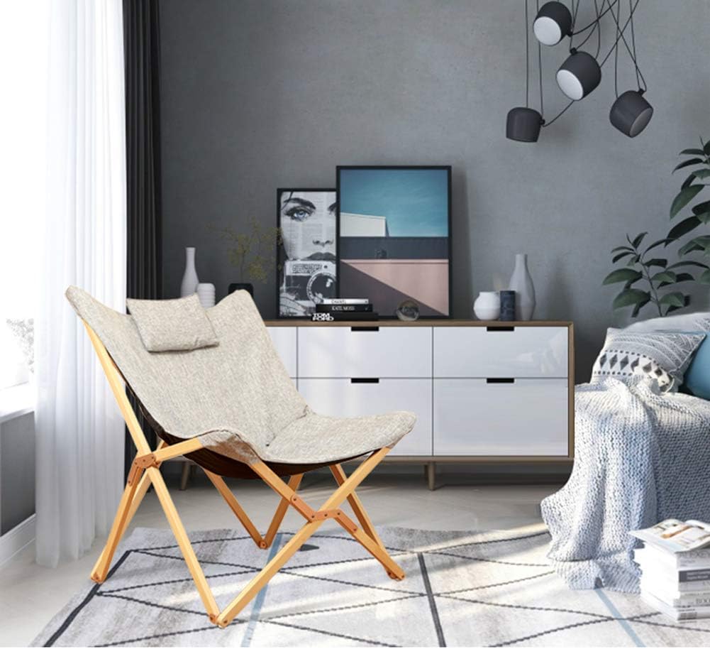 Silla plegable de madera maciza para el almuerzo, silla reclinable portátil de haya con cómodo cojín (sin necesidad de instalar) (soporte de color