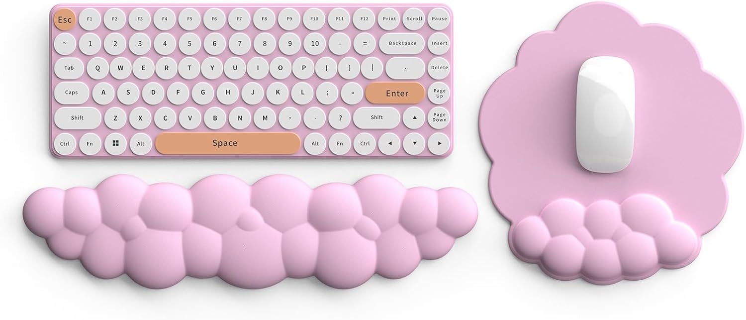 Reposamuñecas para teclado, alfombrilla para mouse con reposamuñecas, reposamuñecas de espuma viscoelástica, soporte de muñeca de diseño ergonómico