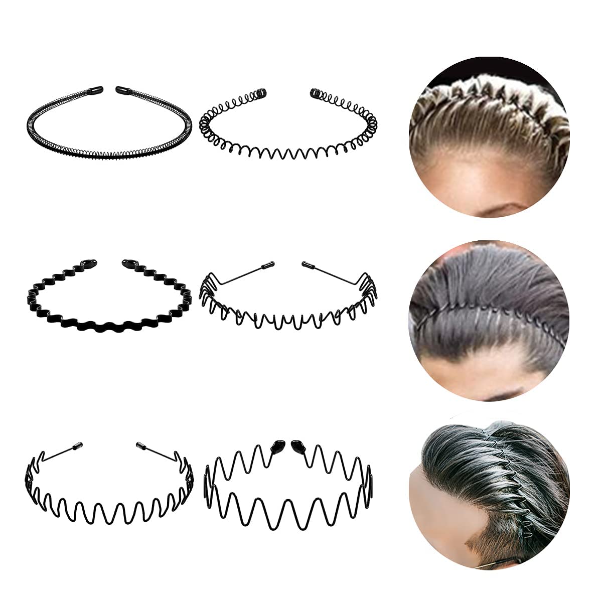Diademas de metal para hombres y mujeres, diadema japonesa de los años 90, bandas para el cabello para hombres, banda de metal con peine de banda de
