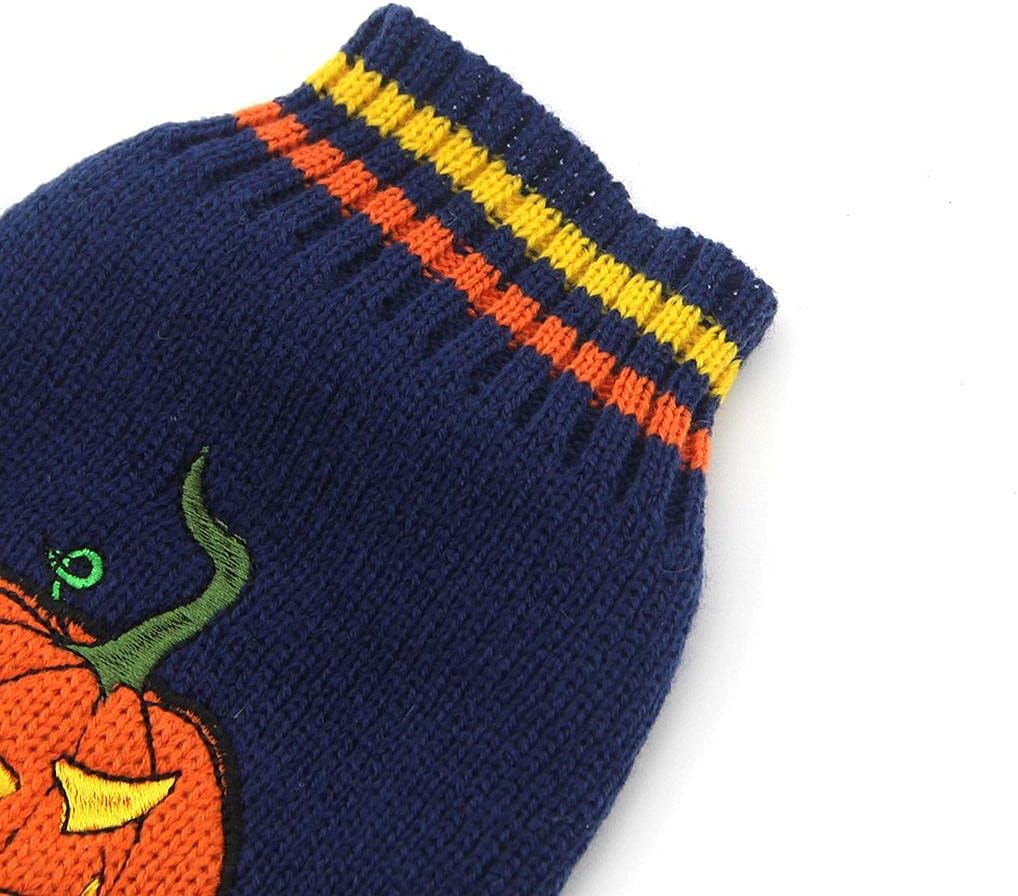 ChezAbbey Disfraz de Halloween para mascotas, ropa de calabaza de terror, traje de otoño e invierno, suéter cálido de demonio para gatos, gatitos,