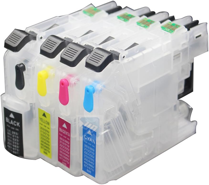 UniPrint LC203 – Cartucho de tinta recargable vacío compatible con impresora Brother MFC-J460DW J480DW J485DW J680DW J880DW J885DW con chip ARC