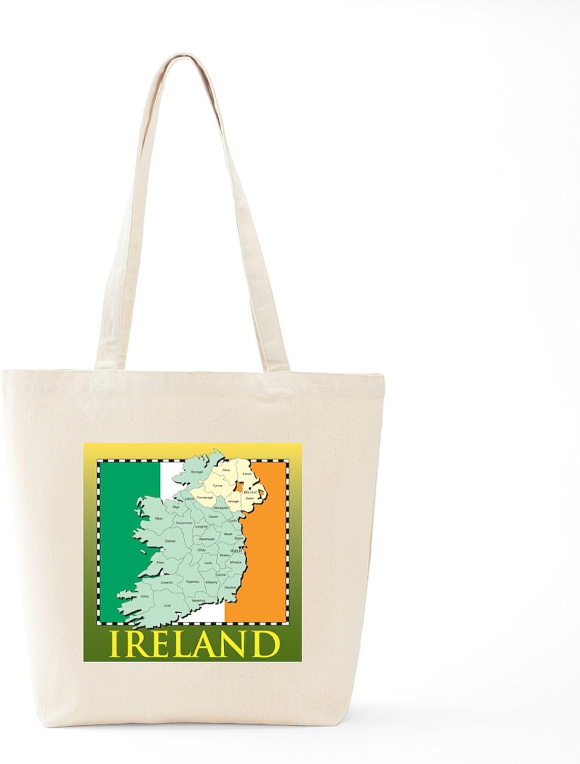 CafePress Ireland Map And Flag Tote Bag Natural Canvas Tote Bag, Cloth Shopping Bag