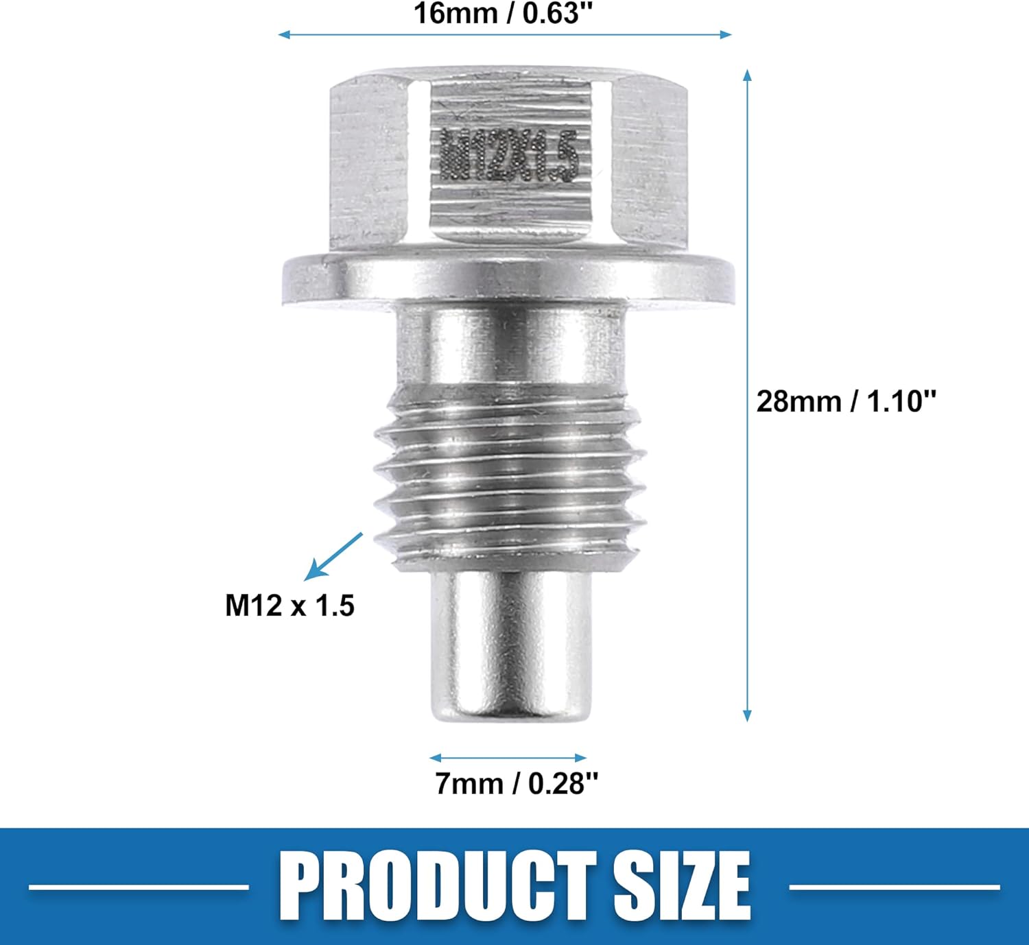 A ABSOPRO Reemplazo de tapón de drenaje de aceite magnético para BMW E90 E92 E93 E46 E39 120i, acero inoxidable M12x1.5 con arandela de cobre