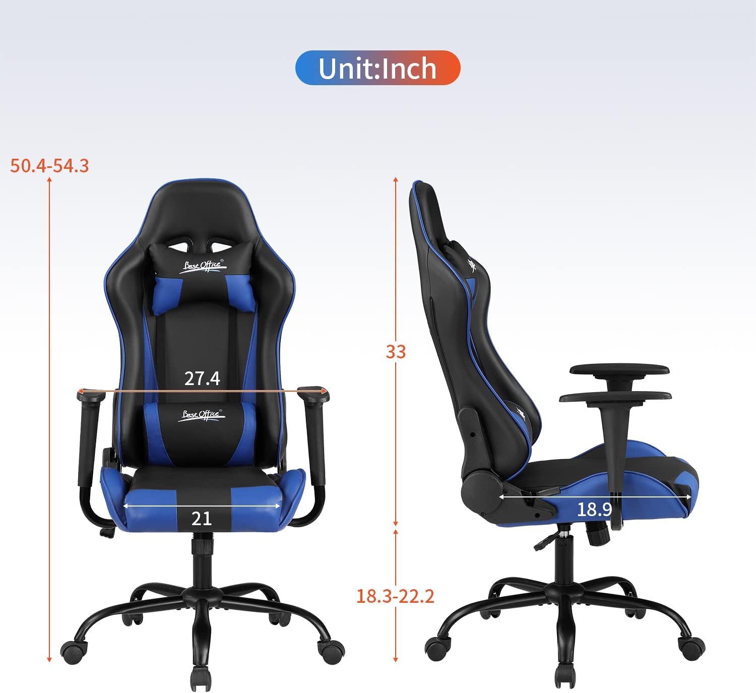 Silla de oficina para videojuegos, silla de escritorio con soporte lumbar, reposacabezas, reposabrazos, tareas, giratoria, ergonómica, para deportes