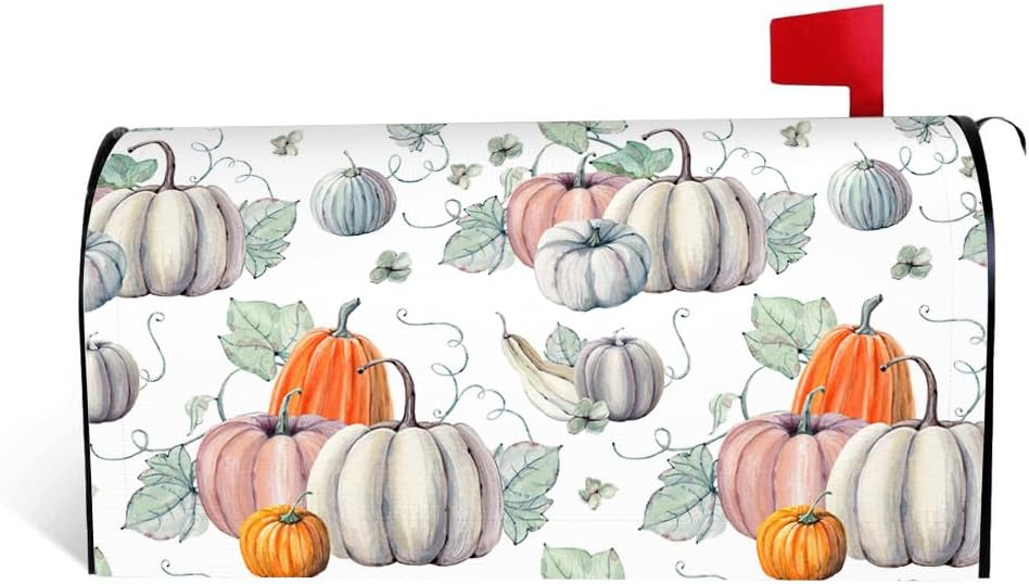 Fundas magnéticas para buzón de otoño, tamaño estándar de 18 x 21 pulgadas, diseño de calabazas de acuarela de temporada, para decoración de