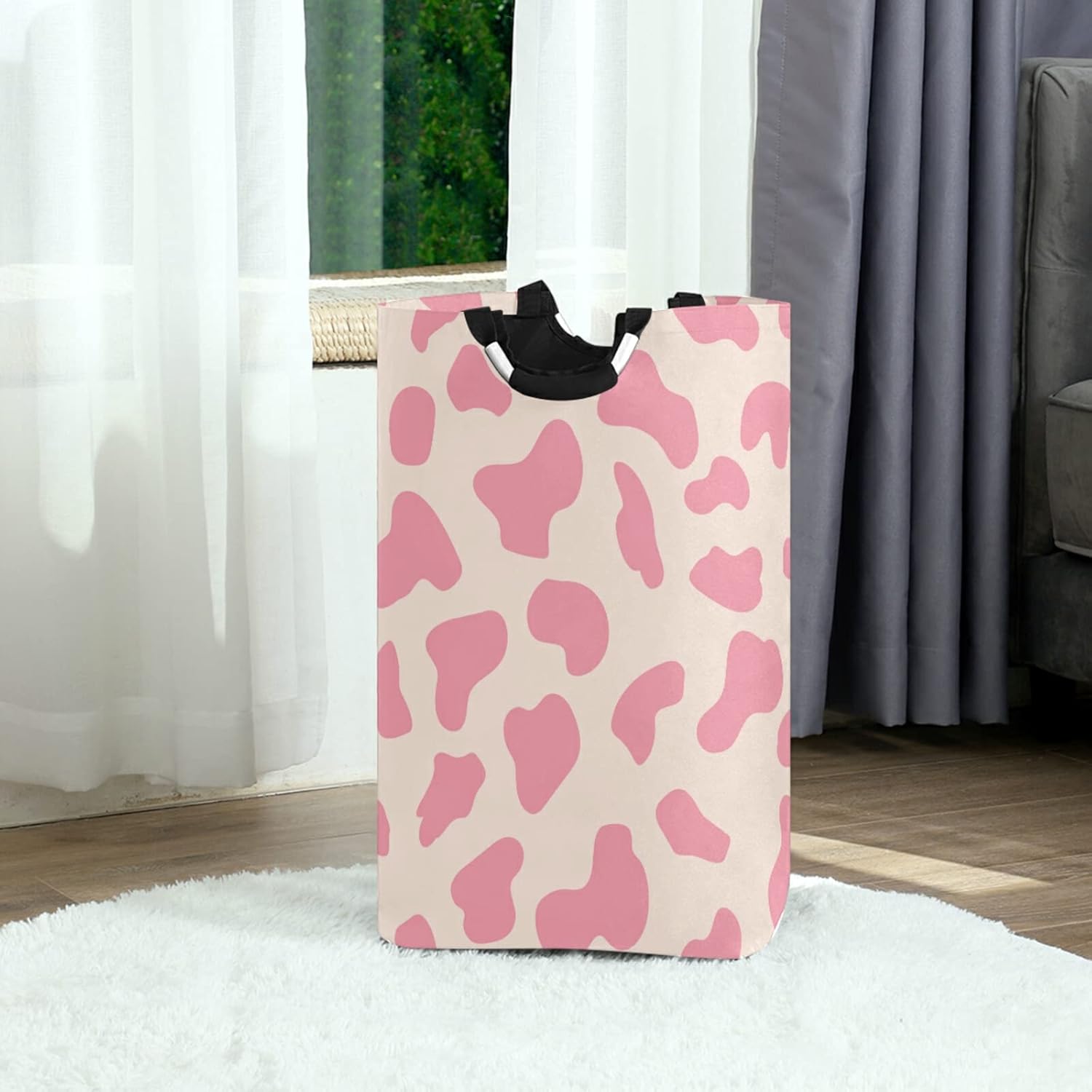 ALAZA Cesta de lavandería con asas de vaca rosa, duradera, plegable, de tela, para el hogar, dormitorio, baño, dormitorio universitario