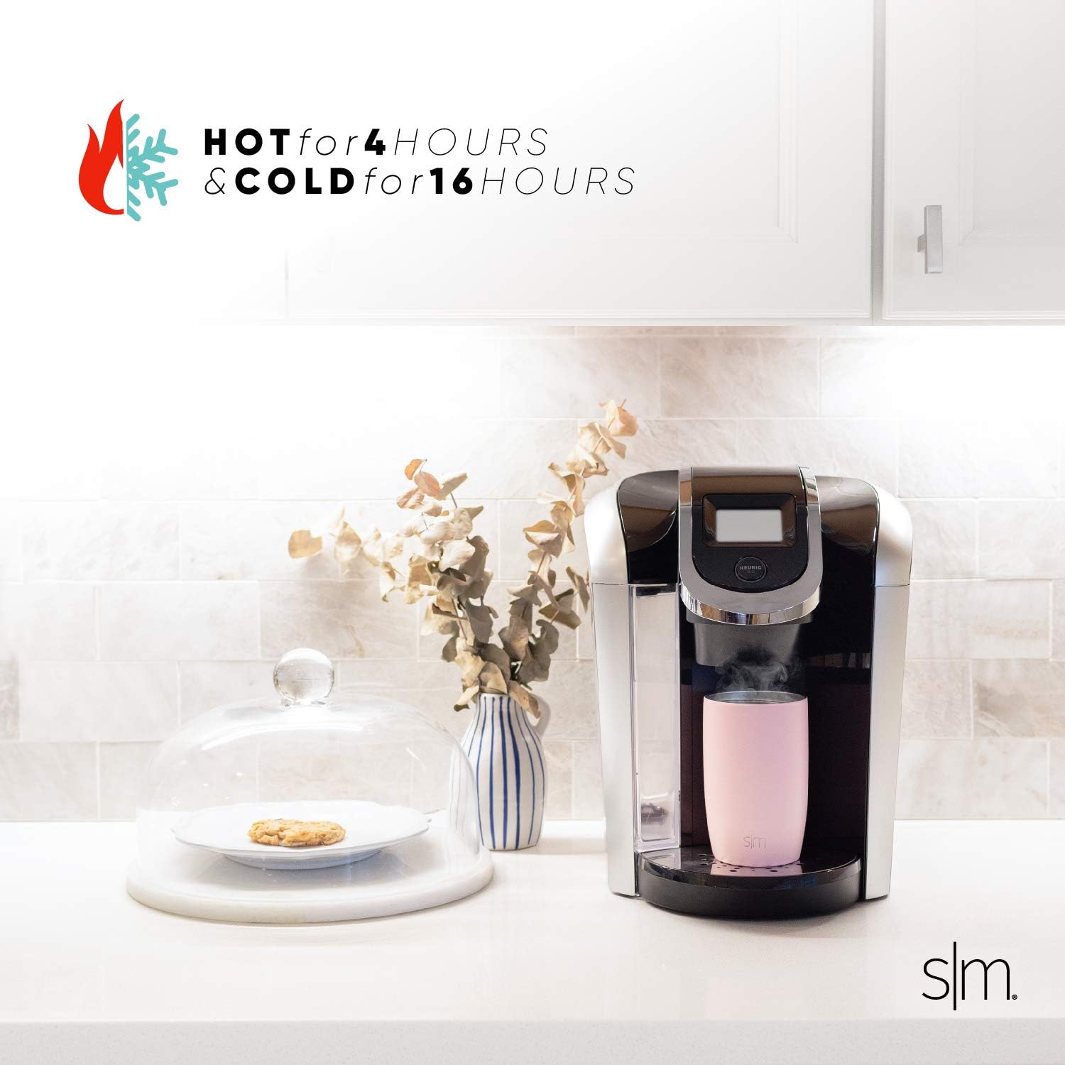 Simple Modern Voyager – Taza de viaje aislada con popote y tapa abatible transparente  Taza de café de acero inoxidable de 12 onzas, color negro