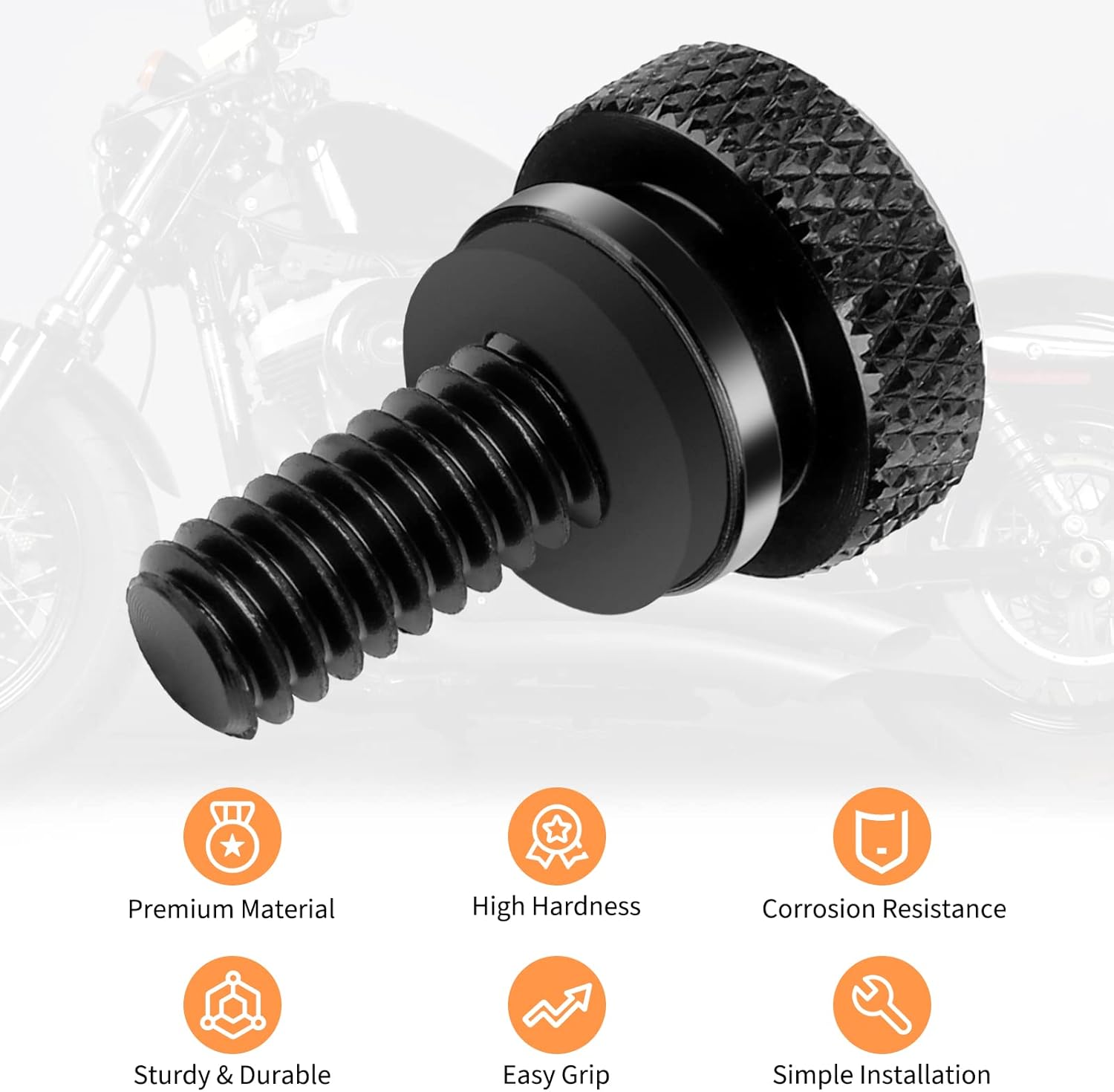 Tornillo de asiento de motocicleta, tornillo de montaje moleteado para guardabarros trasero, 14 “-20 roscas de repuesto para Harley Touring