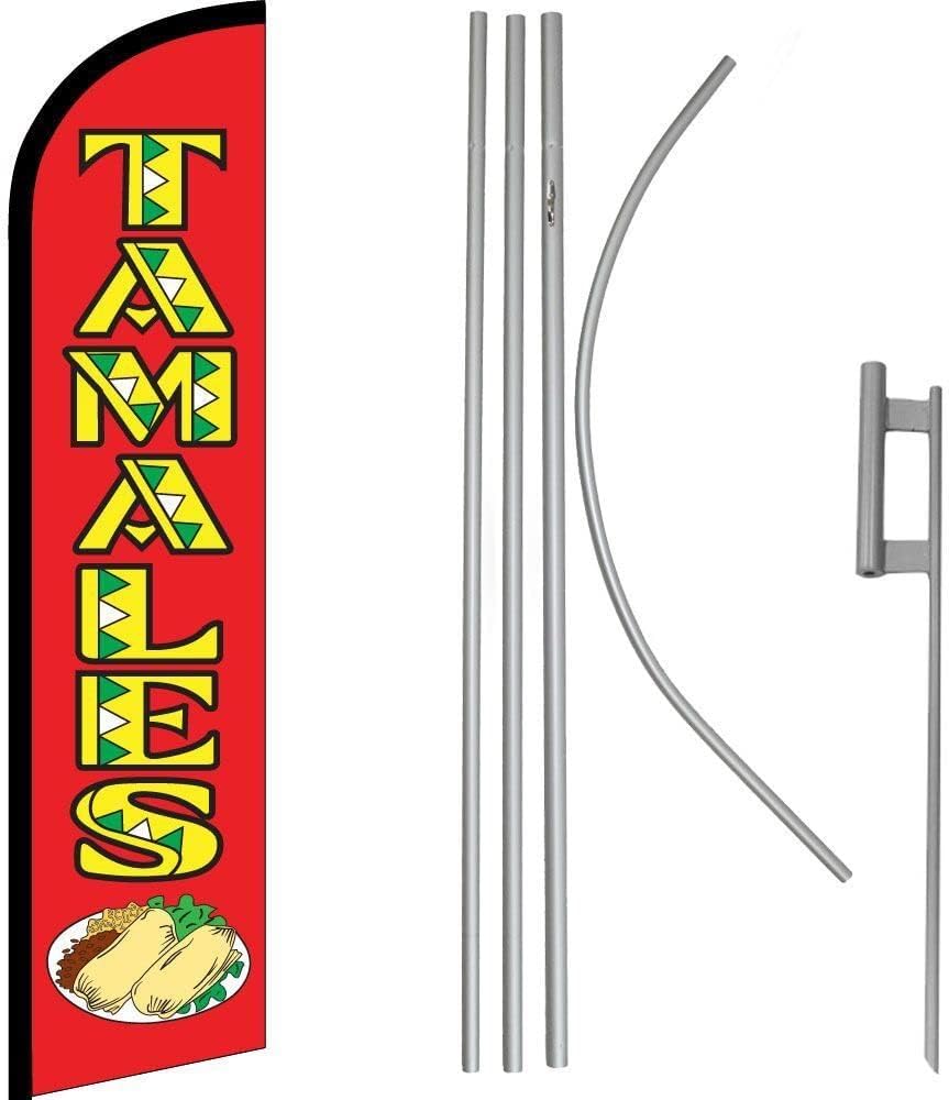 Premium Tamales RedWindless Flag & 16′ Flagpole KitGround