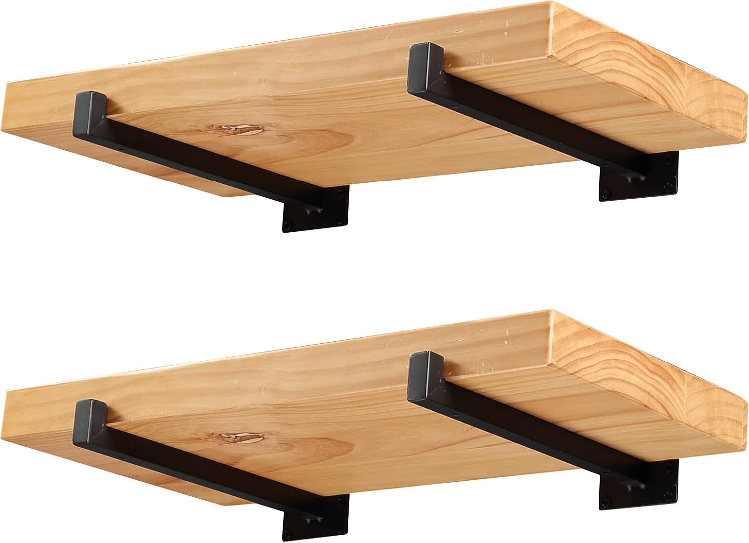 Soportes de estante de 14 pulgadas resistentes, soporte de estantes de metal negro con labio, soporte flotante industrial montado en la pared para