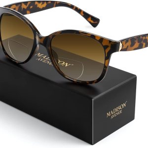 Madison Avenue Gafas de sol bifocales vintage para mujer, estilo clásico de diseño, protección UV, lentes de lectura solar tipo tortuga +3.5 Madison Avenue Gafas de sol bifocales vintage para mujer, estilo clásico de diseño, protección UV, lentes de lectura solar tipo tortuga +3.5