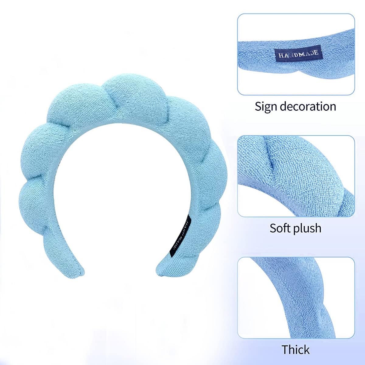 Blithetree Diadema de spa para lavar la cara, juego de 4 diademas para el cuidado de la piel, diadema suave para el cuidado de la piel para