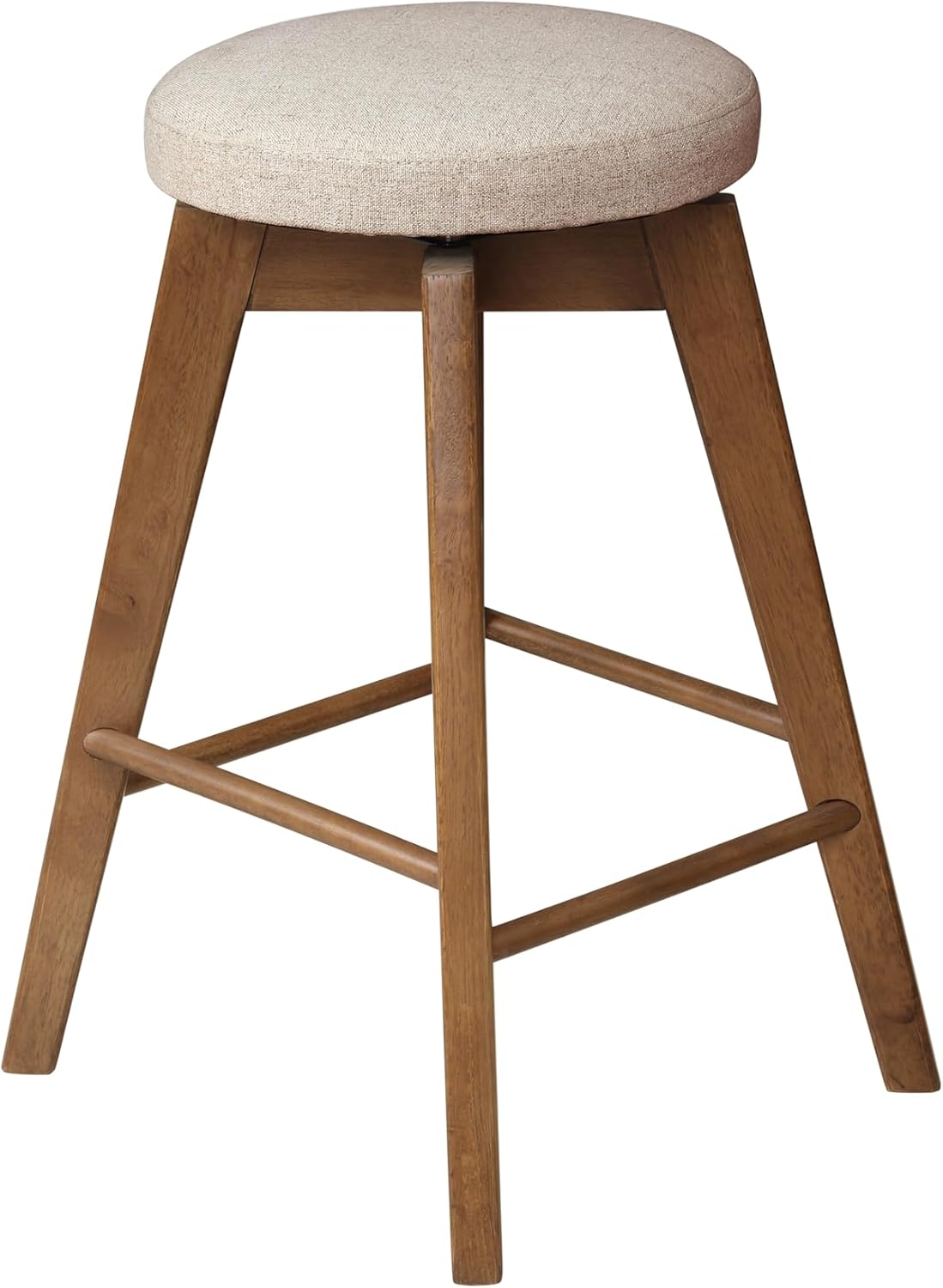 Nathan James Amalia Taburete de bar de altura de encimera de cocina sin espalda, madera maciza con asiento giratorio de 360 grados, café