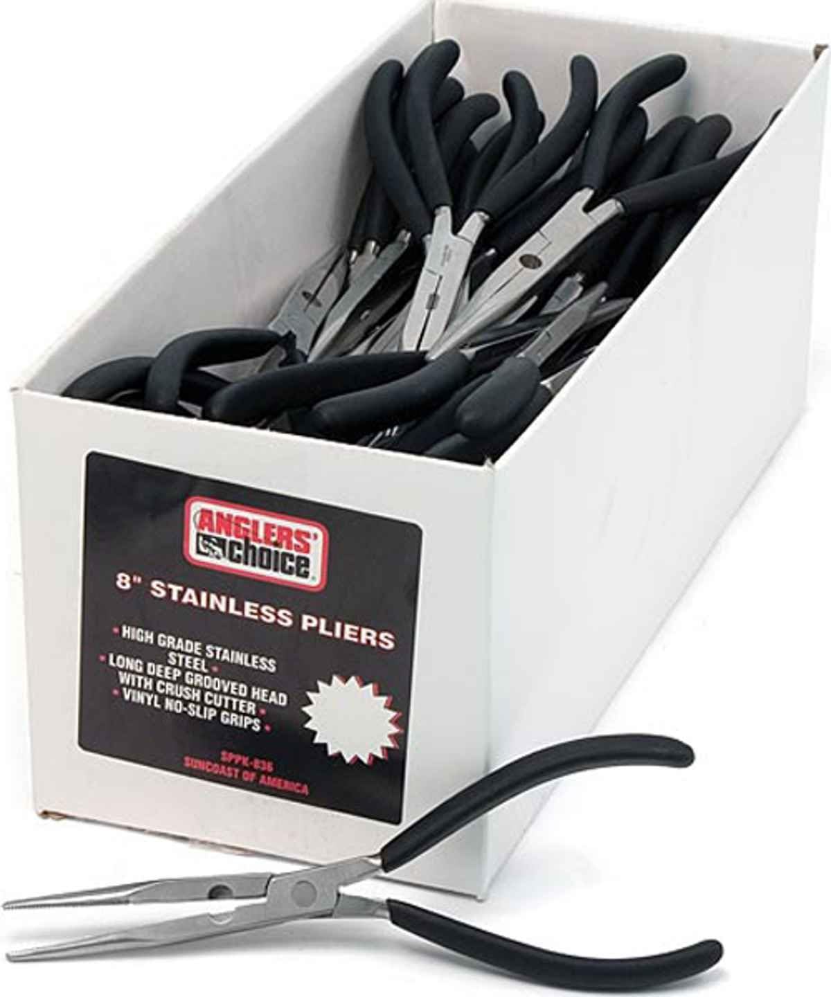 Angler’s Choice SP-Pack-836 – Juego de alicates de punta larga, 8 pulgadas, empuñaduras de acero inoxidablevinilo