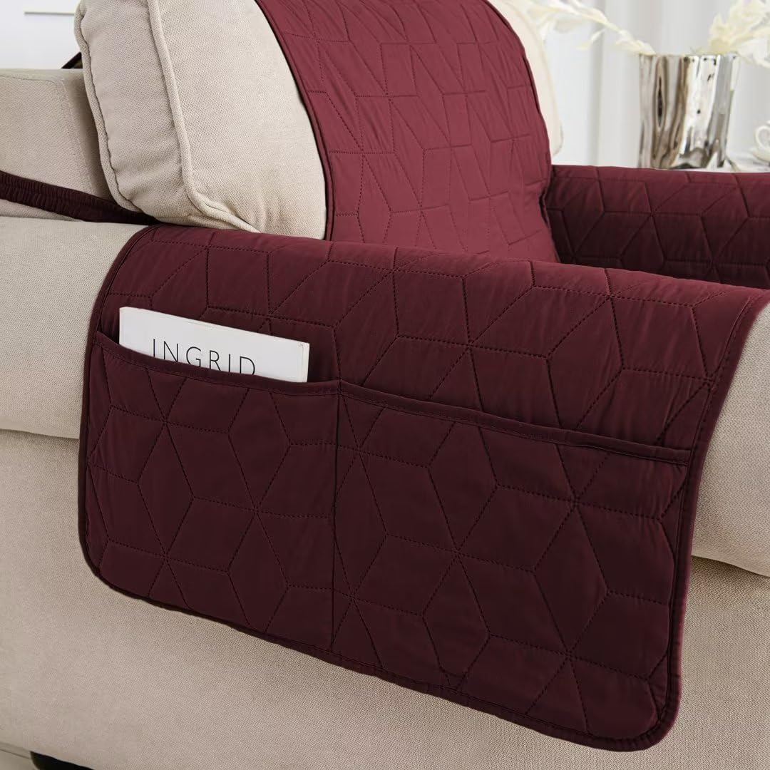 Victree Funda reclinable antideslizante para silla reclinable, 100 % impermeable, funda de sofá reclinable, protector de muebles con bolsillo y