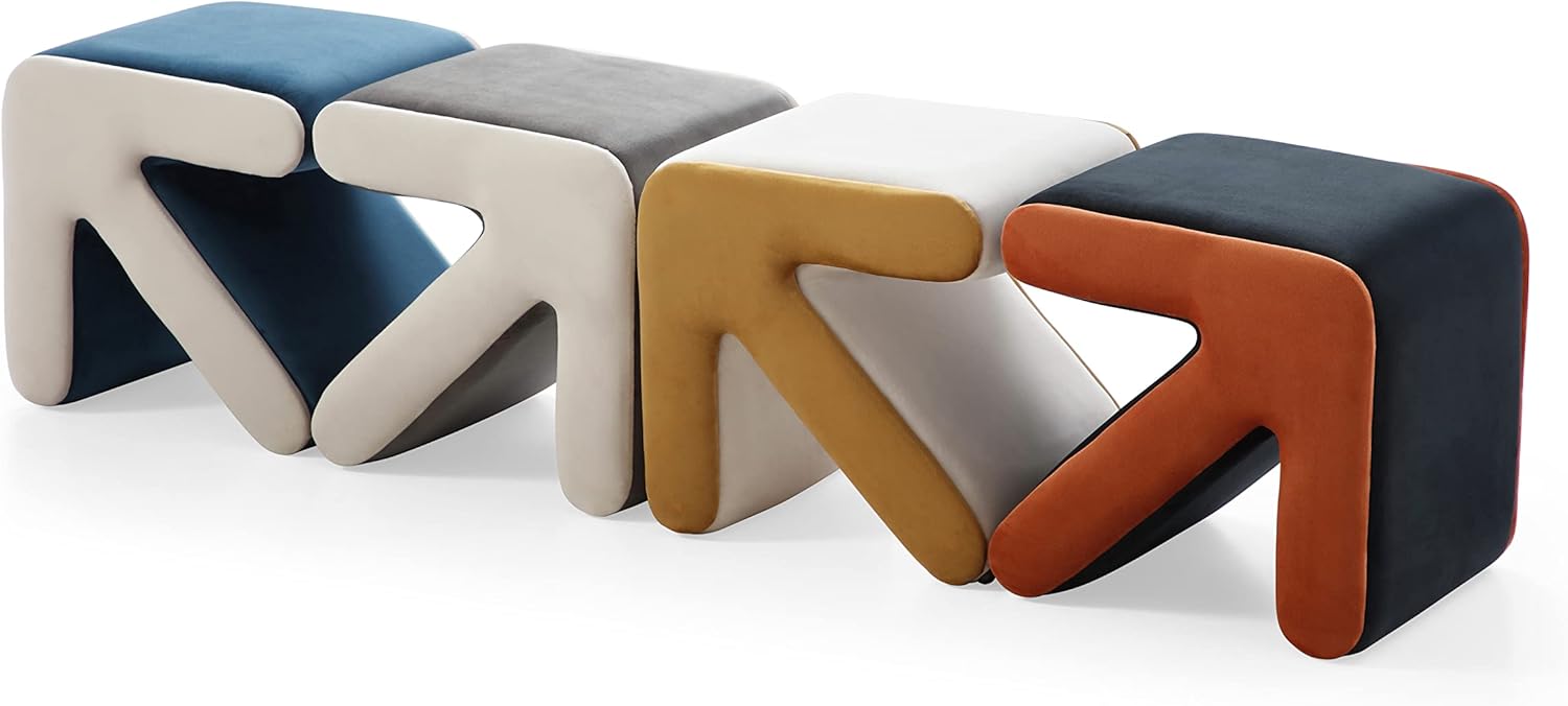 Moderno sofá tapizado de terciopelo, banco de zapatos, taburete multifacético, mesa de café, diseño de flecha, decoración artesanal para sala de