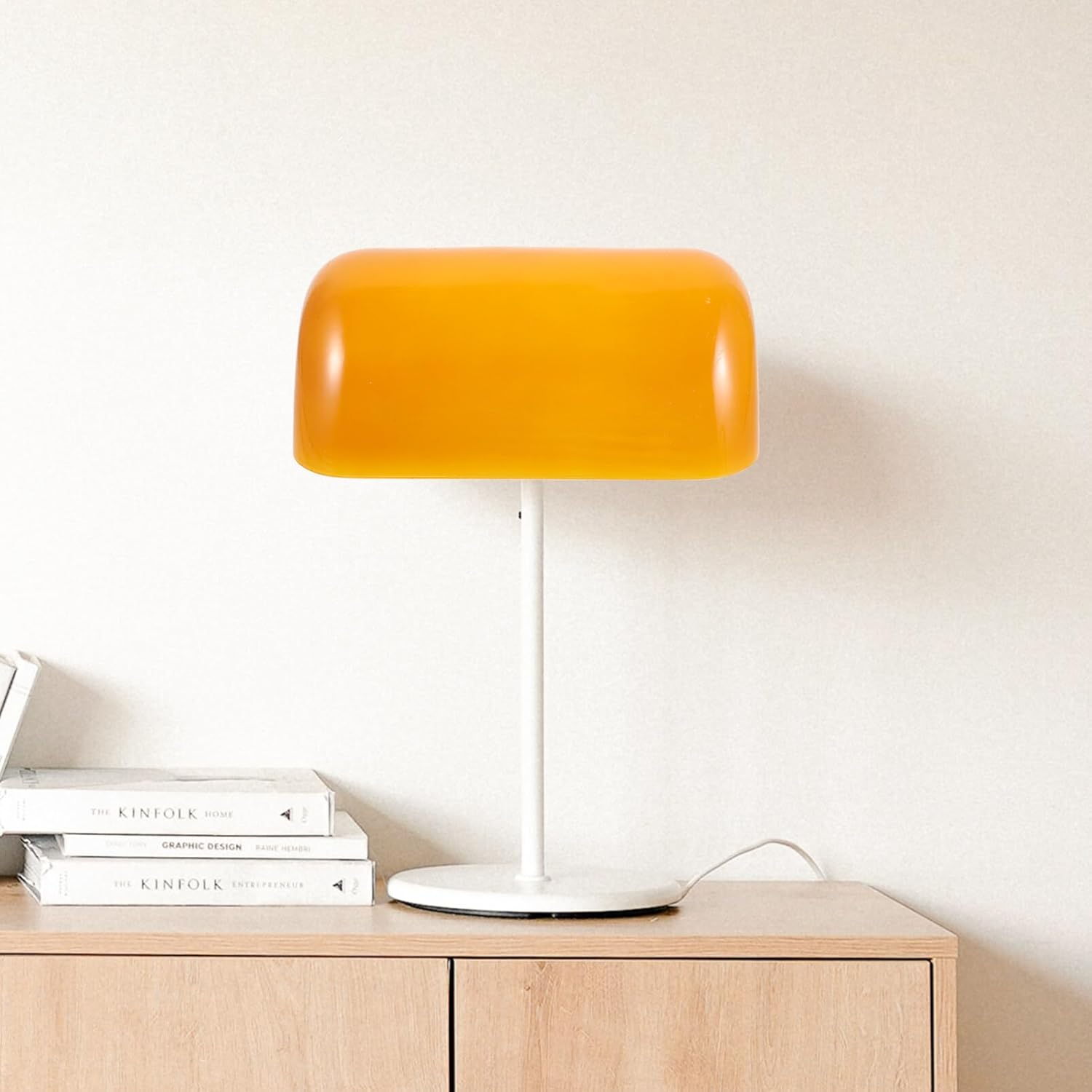 Uonlytech Reemplazo de pantalla de cristal naranja para lámpara de escritorio, pantalla de escritorio de banqueros, pantalla de vidrio para lámpara