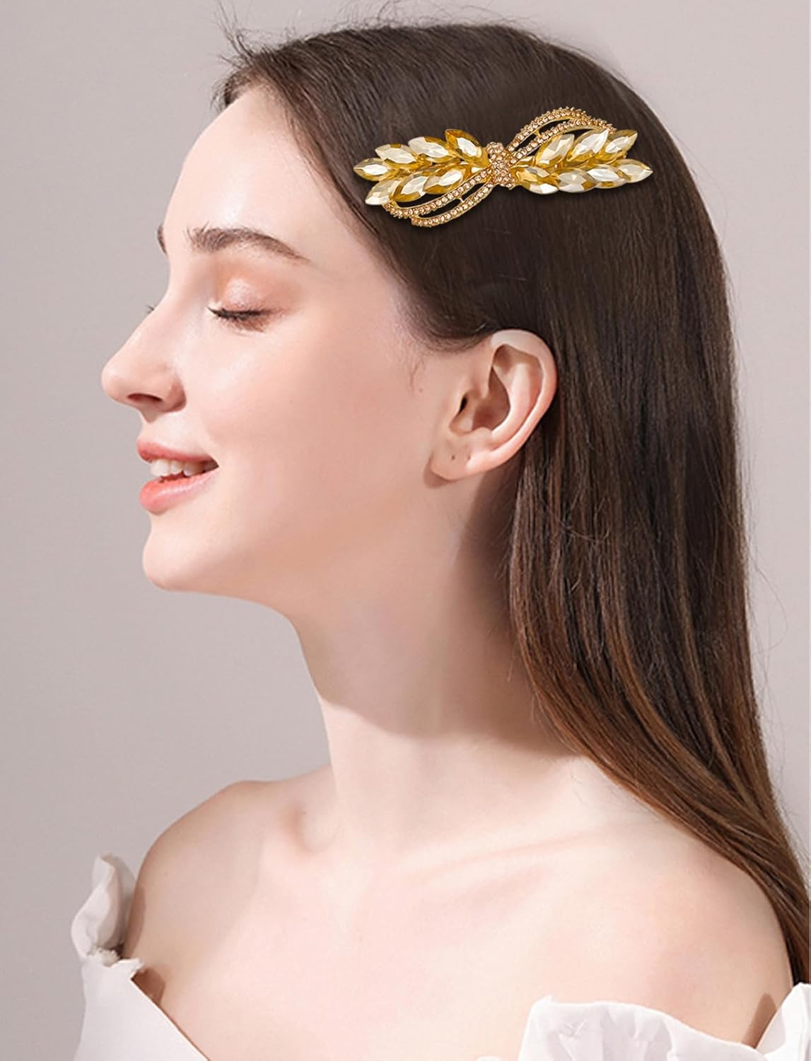 2 pinzas para el cabello de novia con diamantes de imitación dorados, pasadores de pelo de cristal brillante, horquillas francesas, accesorios