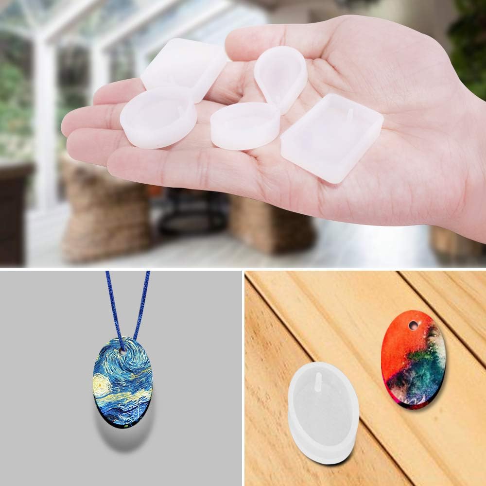AIFUDA – 25 moldes de fundición de joyería, 5 estilos de moldes de resina colgantes con agujero para colgar joyas de resina, llavero, colgante,