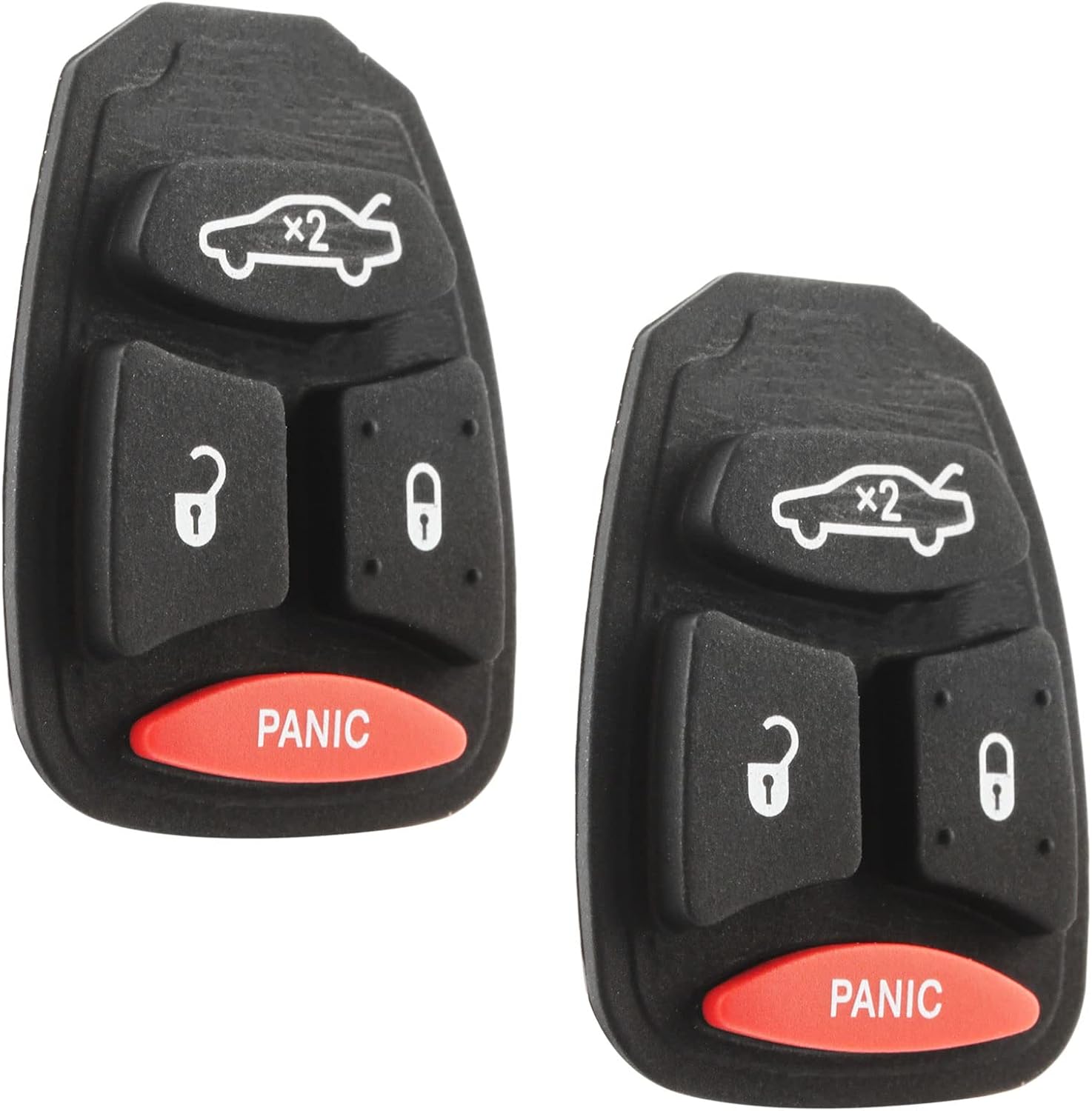 Repuesto para Chrysler Dodge Jeep 2005-2009 4 botones remoto llavero carcasa pad KOBDT04A (juego de 2)