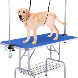 Mesa plegable de aseo para perros y mascotas, altura ajustable, mesa portátil de aseo para perros de 46 pulgadas con brazo y bandeja de malla, Mesa plegable de aseo para perros y mascotas, altura ajustable, mesa portátil de aseo para perros de 46 pulgadas con brazo y bandeja de malla,