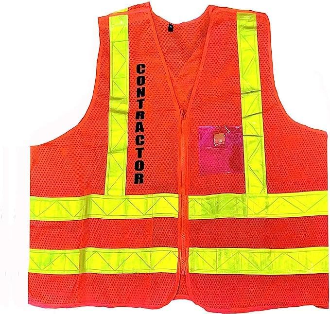 BANNA NYCTA Style OrangeContractor Chaleco de seguridad reflectante de alta visibilidad con cremallera y bolsillo