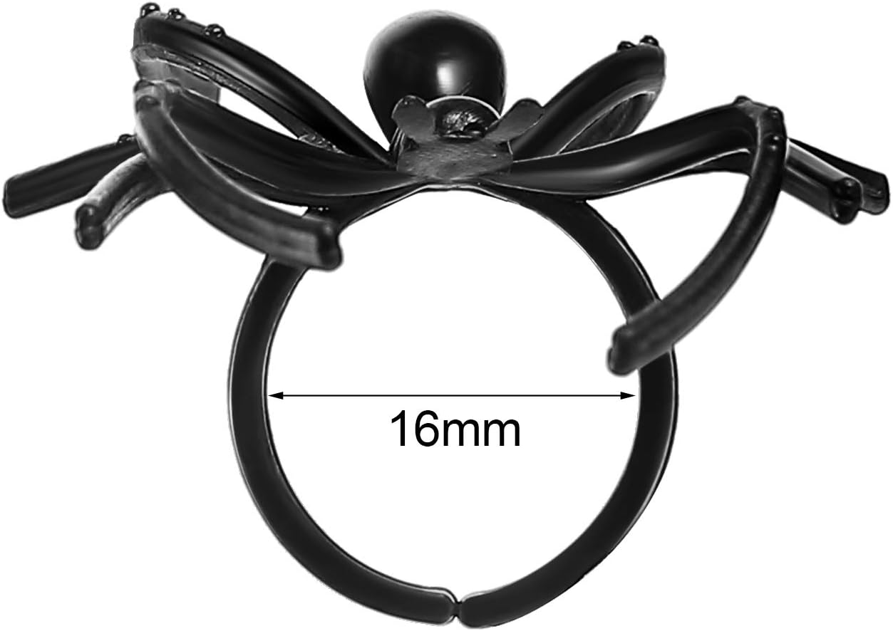 120 anillos de araña, anillos de Halloween para niños, decoración de cupcakes de araña de plástico a granel para niños, accesorios de disfraz de