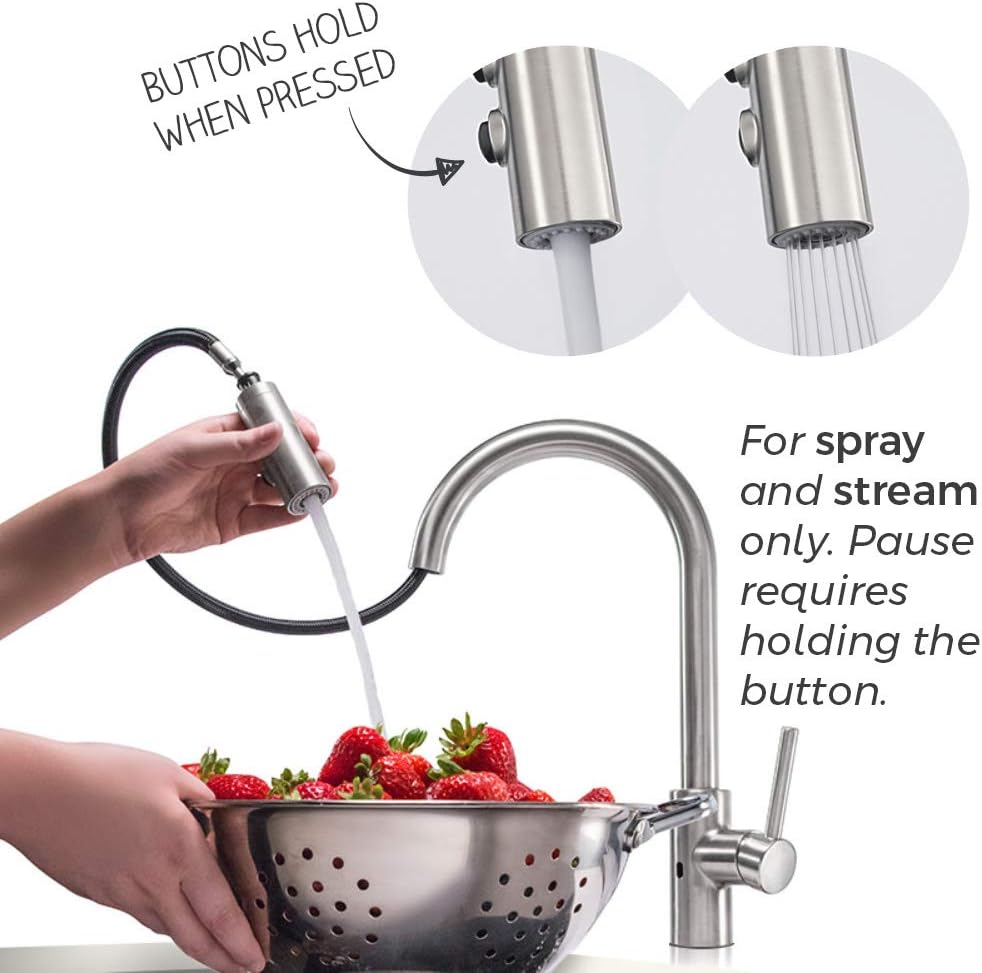 Pfister LG529ESAS Stellen React Touch-Free 1 – Grifo de cocina electrónico extraíble sin contacto con 1 manija, incluye placa decorativa con junta