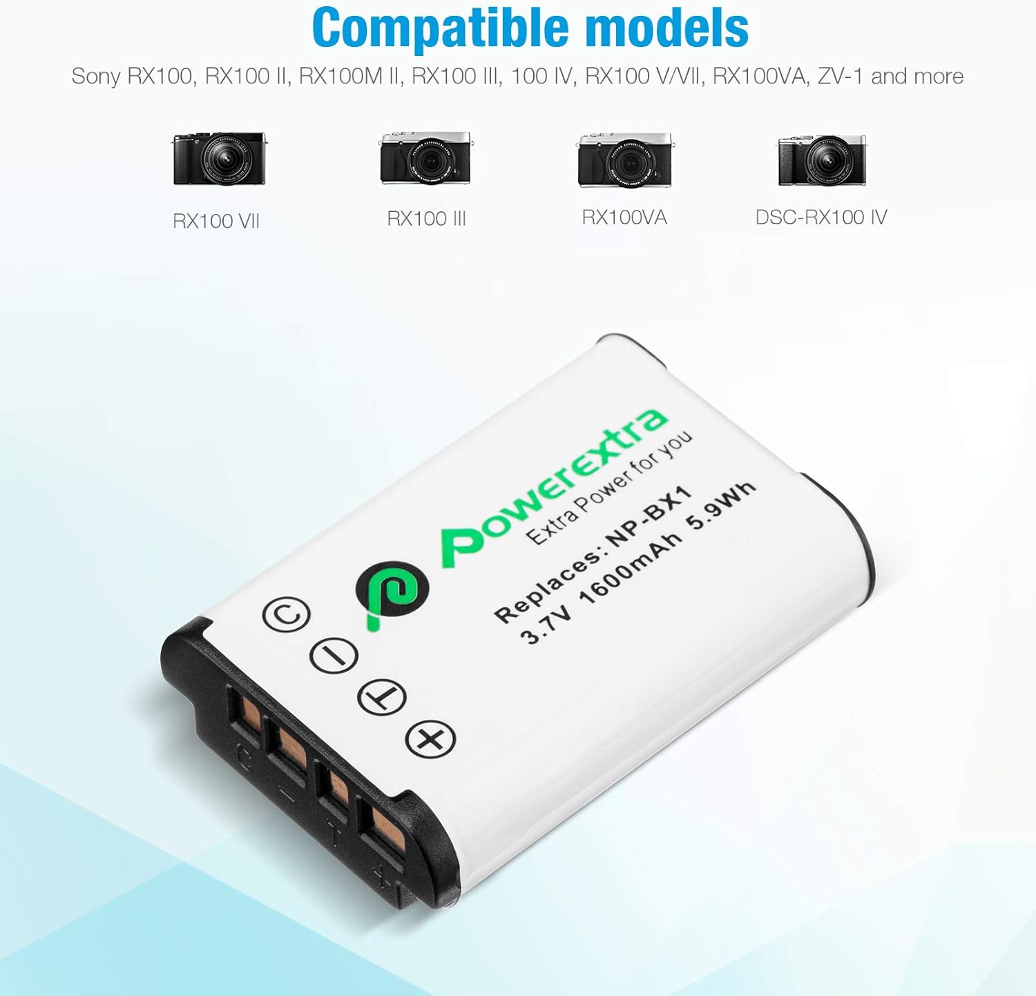 Powerextra Batería NP-BX1 3 y cargador USB de 3 canales para Sony NP-BX1 y Sony Cyber-Shot DSC-RX100, DSC-RX100 II, DSC-RX100M II, DSC-RX100 III,