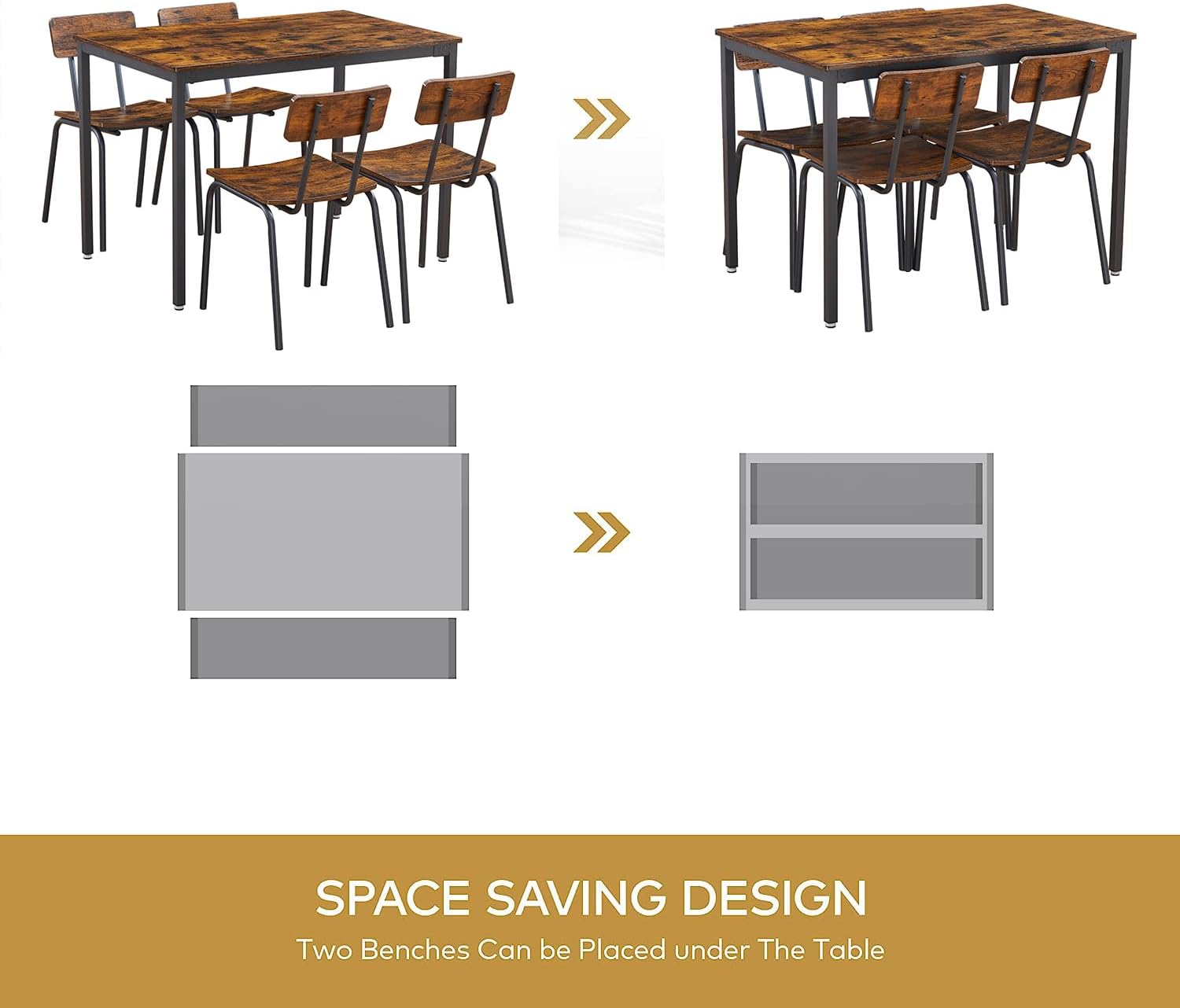 Juego de mesa de comedor cuadrada de 5 piezas, mesa de cocina y sillas para 4, mesa de comedor moderna con 4 sillas para apartamento, cocina,
