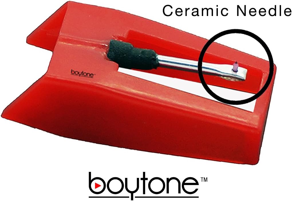 Boytone Stylus – Cartucho con 3 agujas de cerámica de repuesto para la mayoría de tocadiscos.