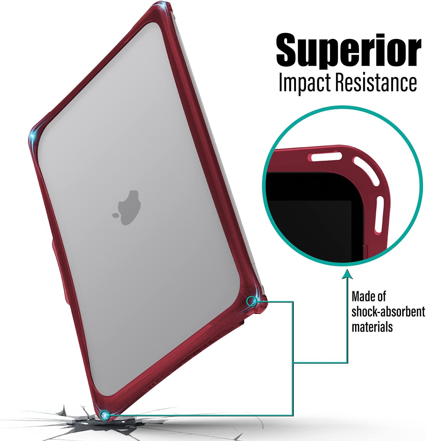 IBENZER Hexpact – Funda compatible con MacBook Air de 13 pulgadas 2022 2021 2020 M1 A2337 A2179 A1932, funda resistente con cubierta de teclado,
