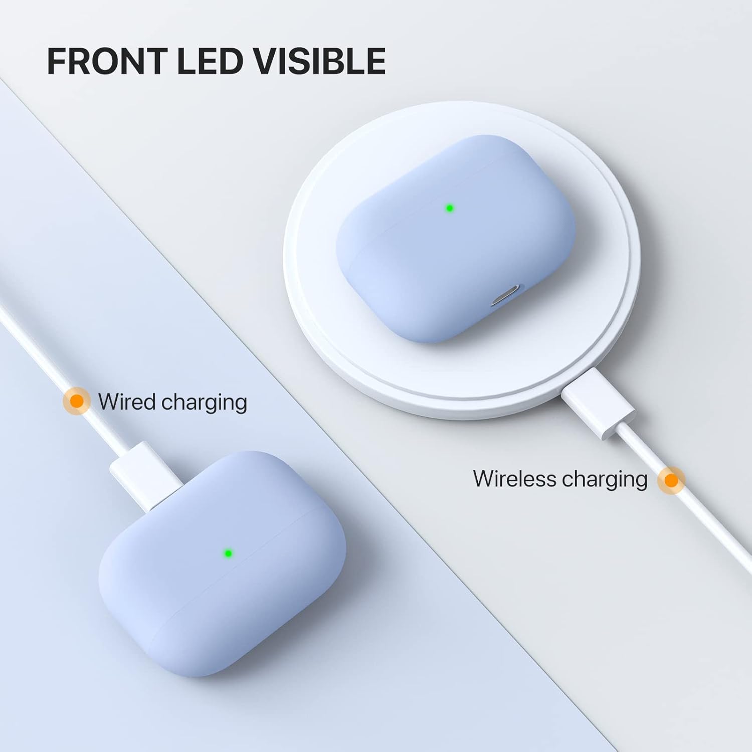 Miracase – Funda protectora de silicona líquida para Airpods Pro, triple capa protectora, funda de carga para AirPods Pro, 2019, con luz LED