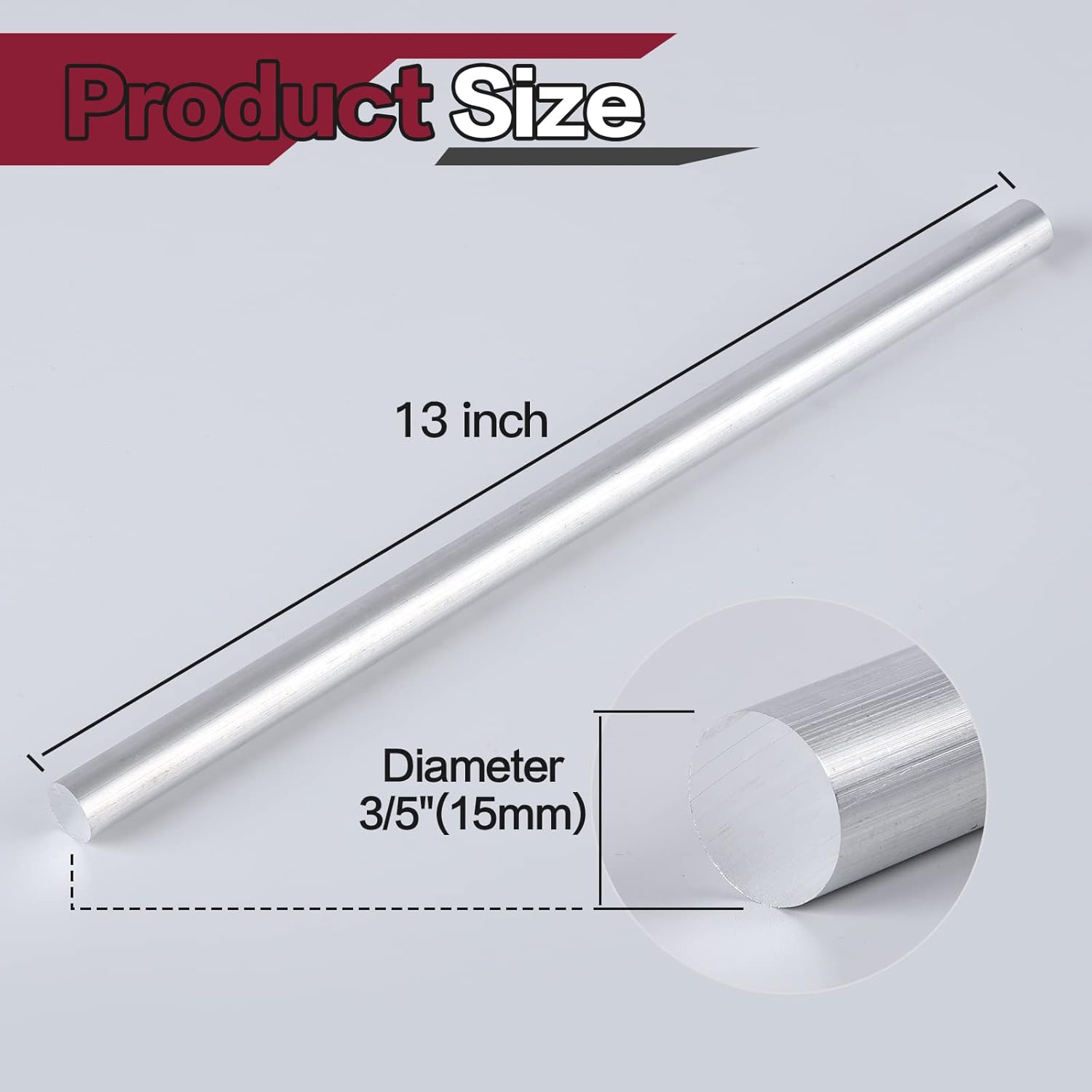 2 piezas de varilla redonda de aluminio de 35 pulgadas de largo 13 pulgadas de largo (12.992 in) de torno extruido sólido T6511 (35 x 13 pulgadas, 2)