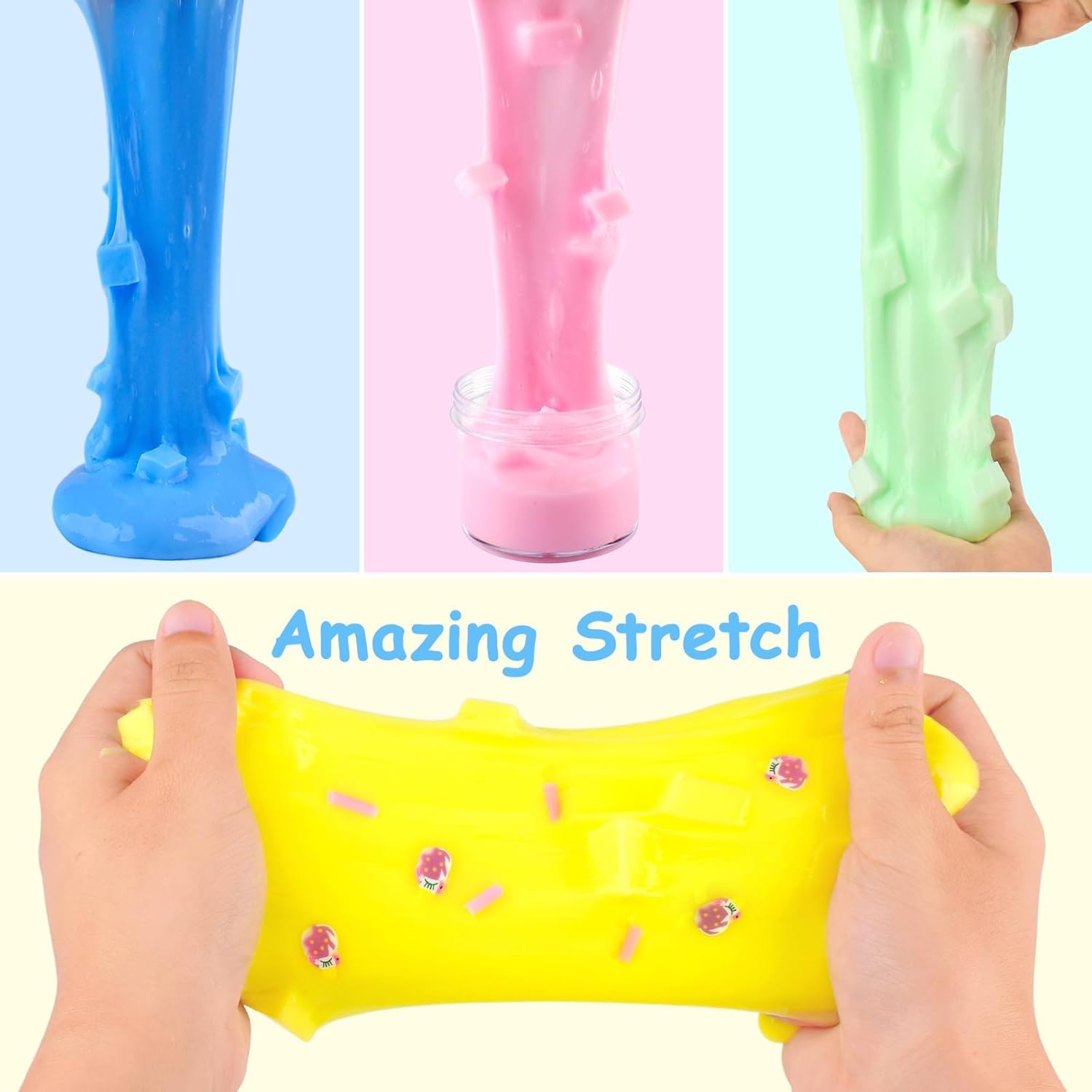Paquete de 4 cubos de gelatina de mantequilla, medio transparente, perfumada crema, masilla de masilla para niñas y niños, regalos de fiesta, suave