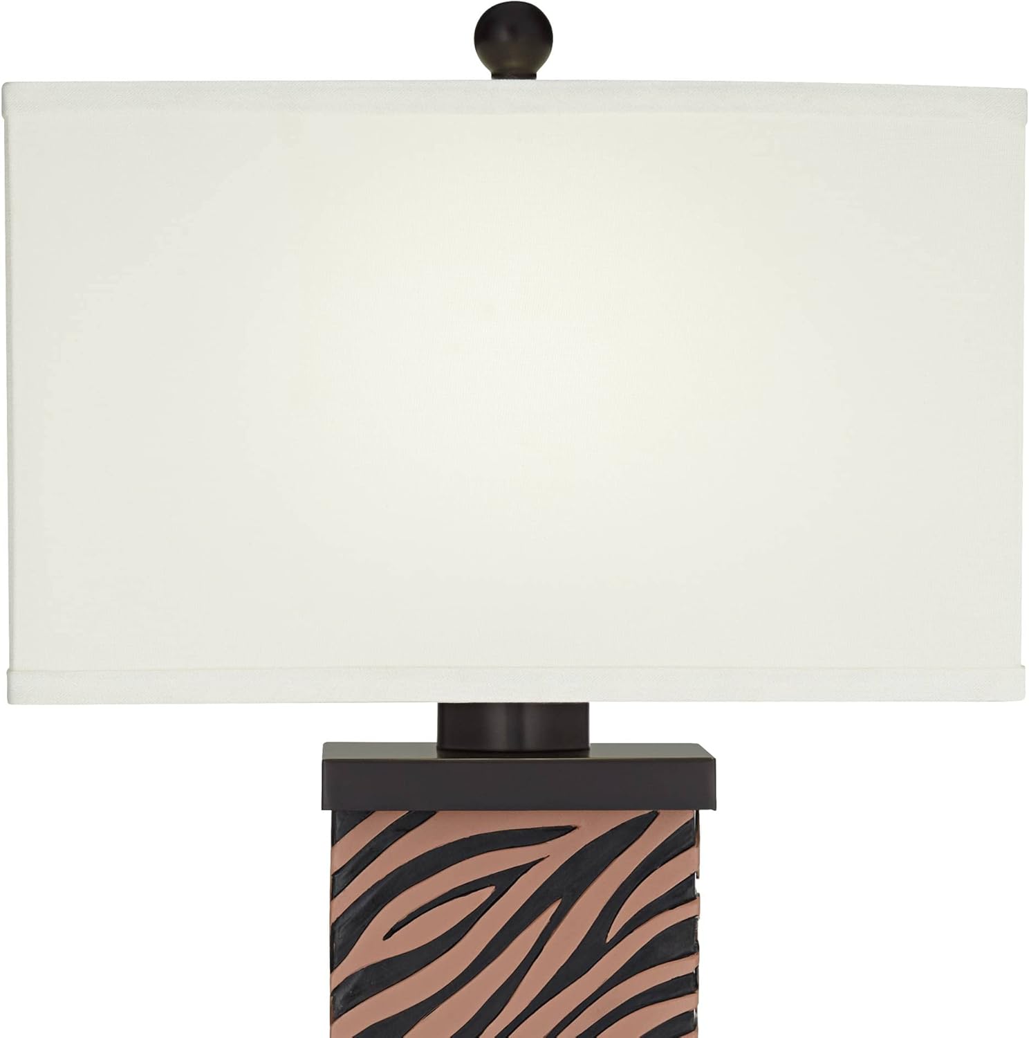 360 Lighting Juego de 2 lámparas de mesa modernas con puerto de carga USB de 27 pulgadas de alto, madera sintética de cebra, pantalla rectangular