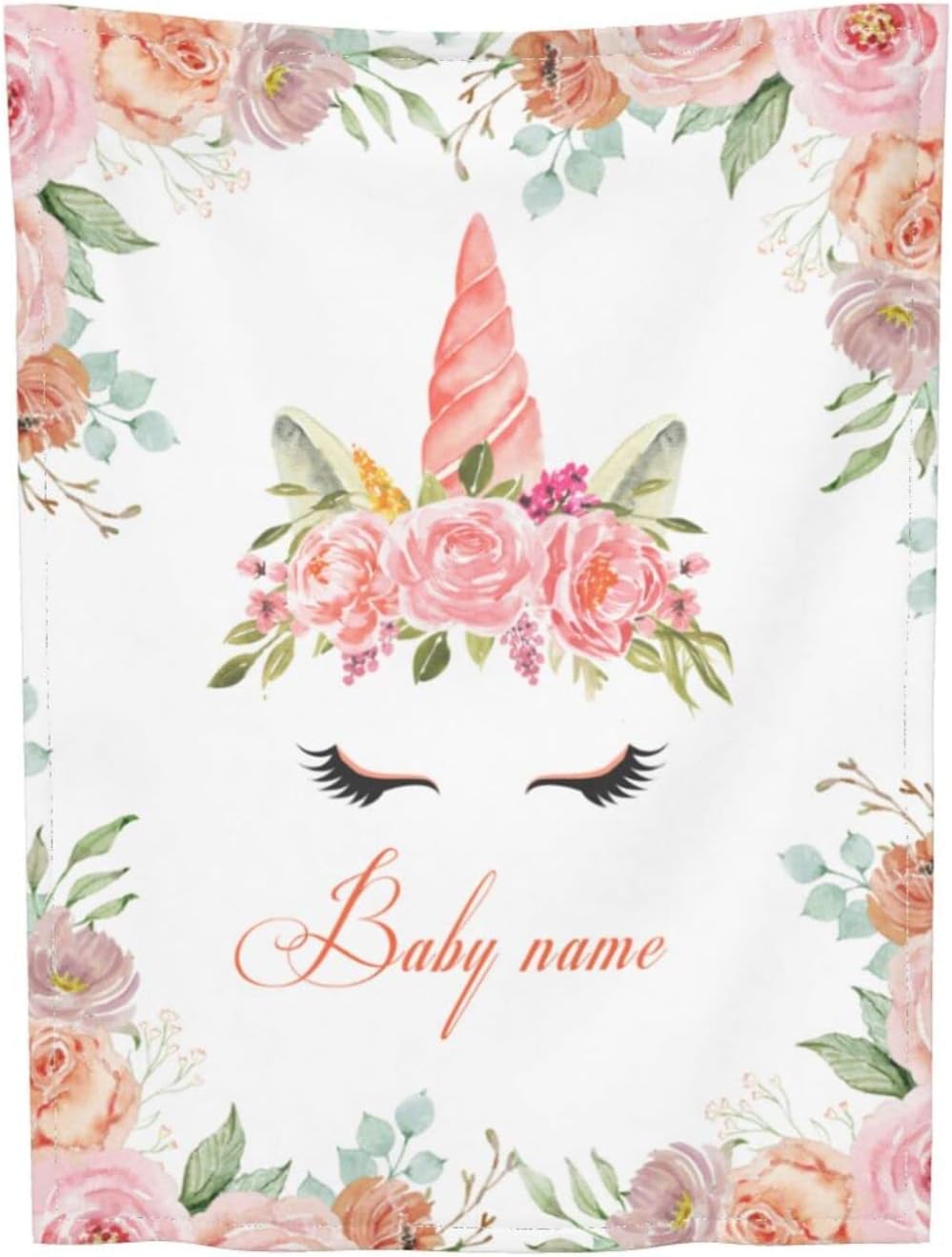 Manta de bebé personalizada con nombre para bebé, manta de bebé personalizada para niñas, manta de forro polar floral para bebé, manta de elefante